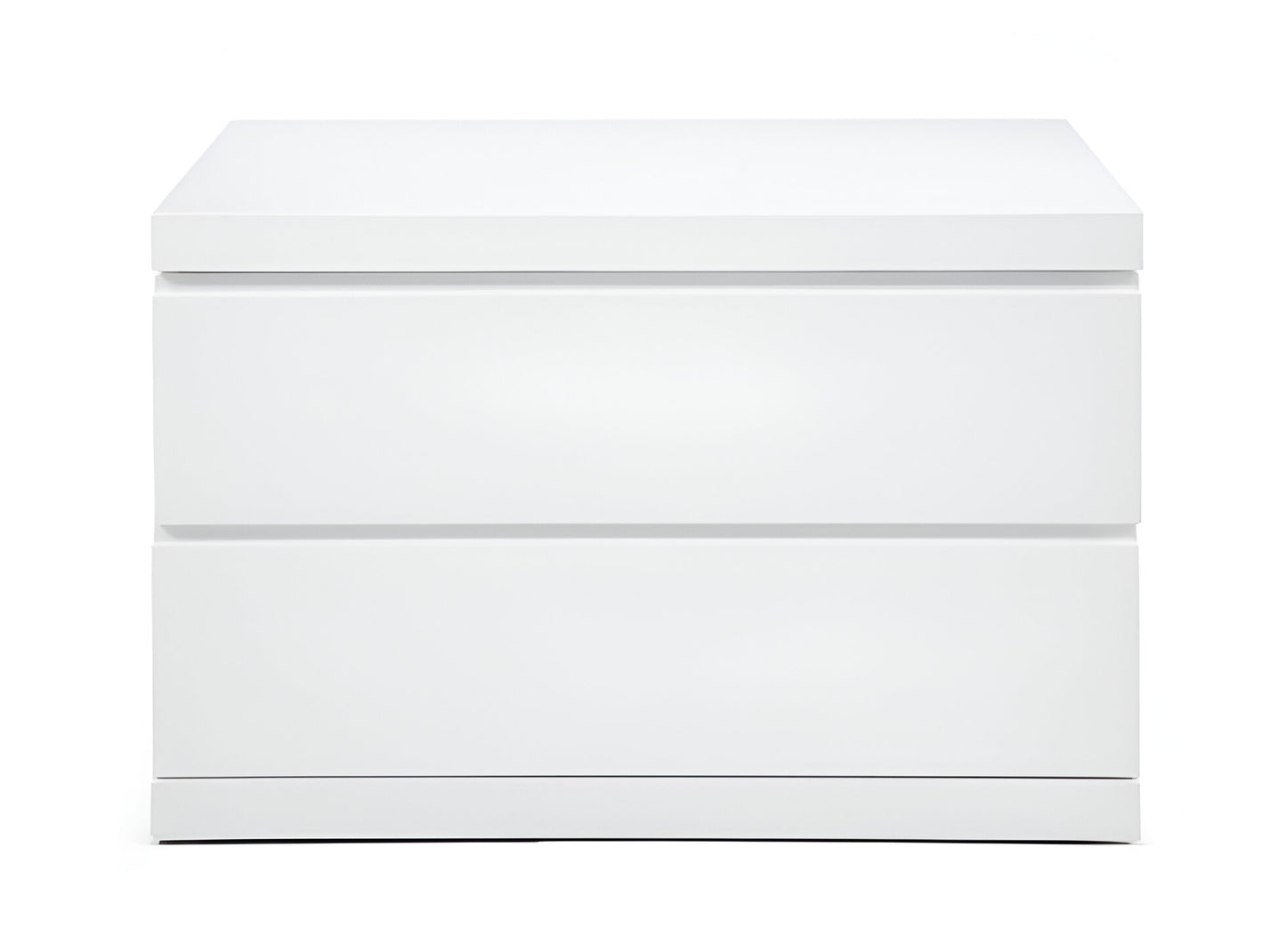 White 2 Drawer Glossy Finish Nightstand