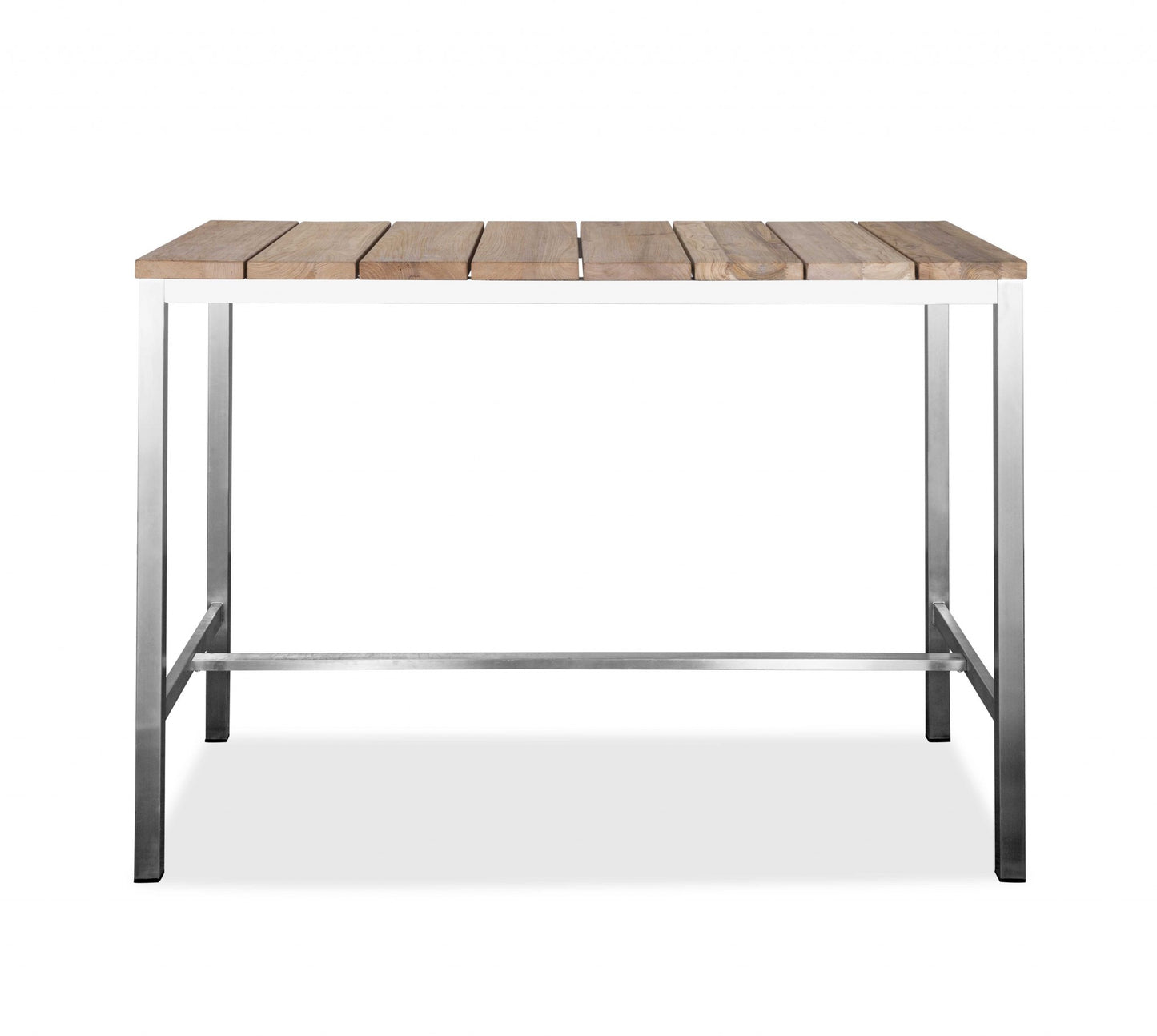 Wood Brown And Silver Solid Wood And Stainless Steel Dining Table