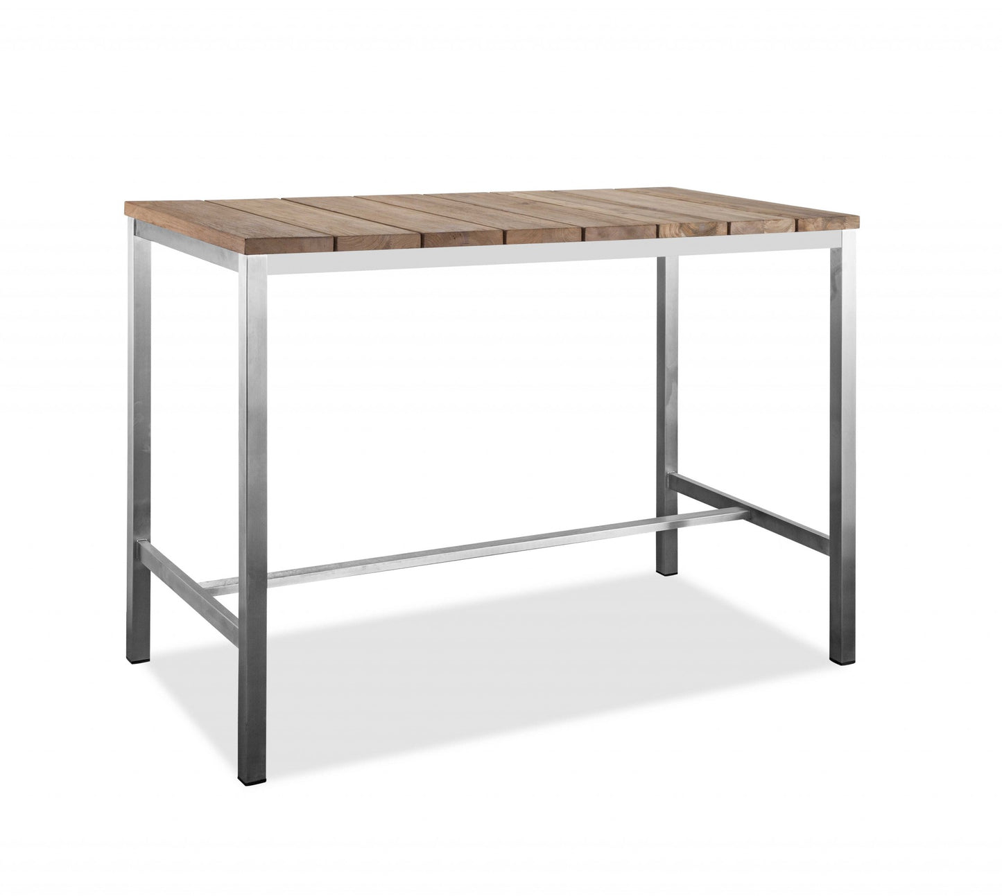 Wood Brown And Silver Solid Wood And Stainless Steel Dining Table