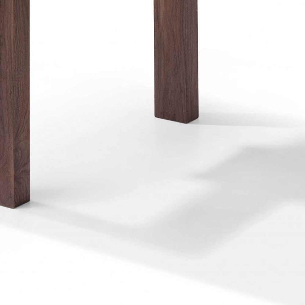 Clear and Brown Glass Self-Storing Leaf Dining Table
