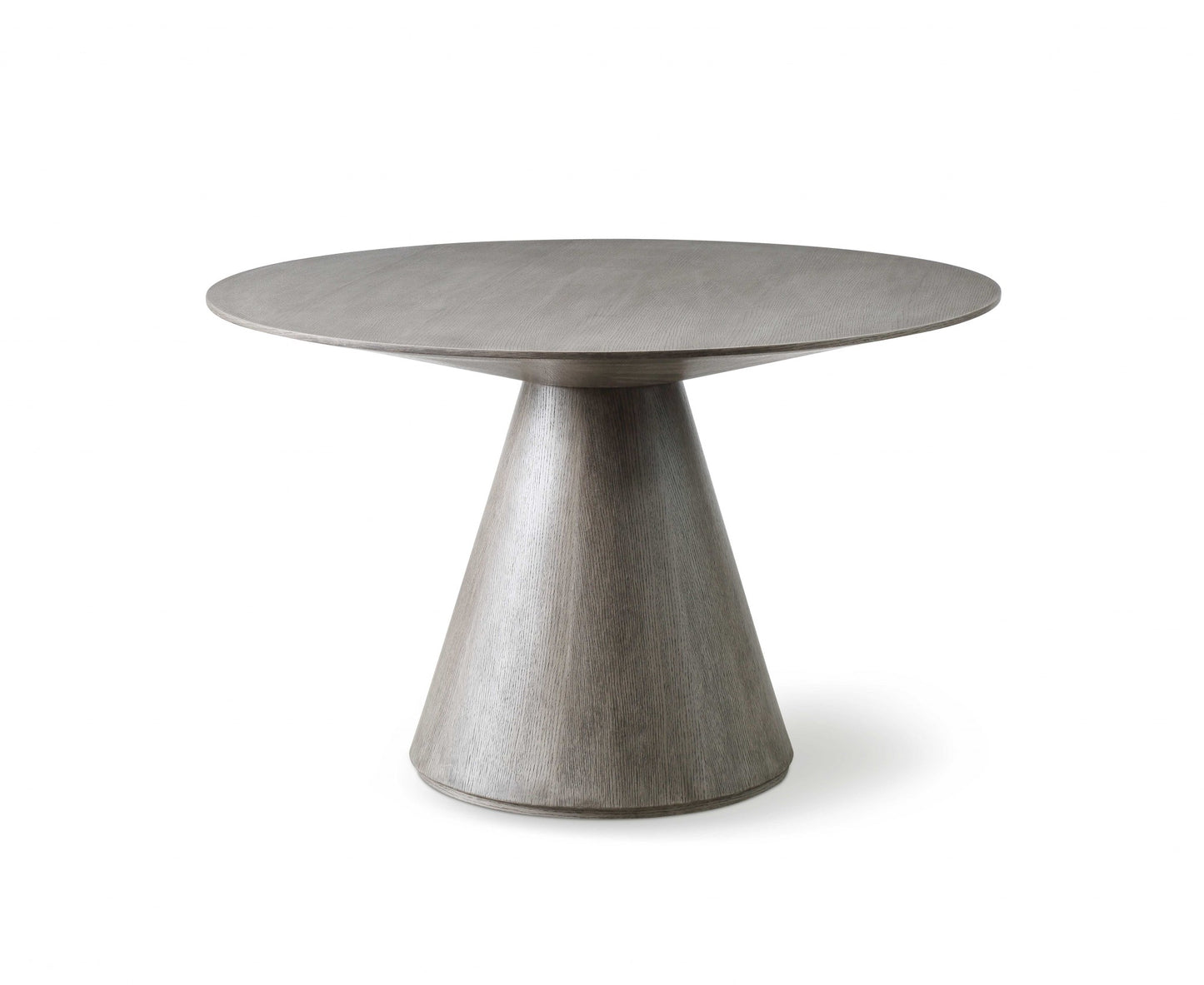 Gray Rounded Solid Wood Pedestal Base Dining Table
