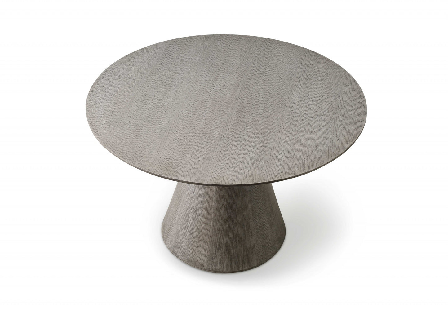 Gray Rounded Solid Wood Pedestal Base Dining Table