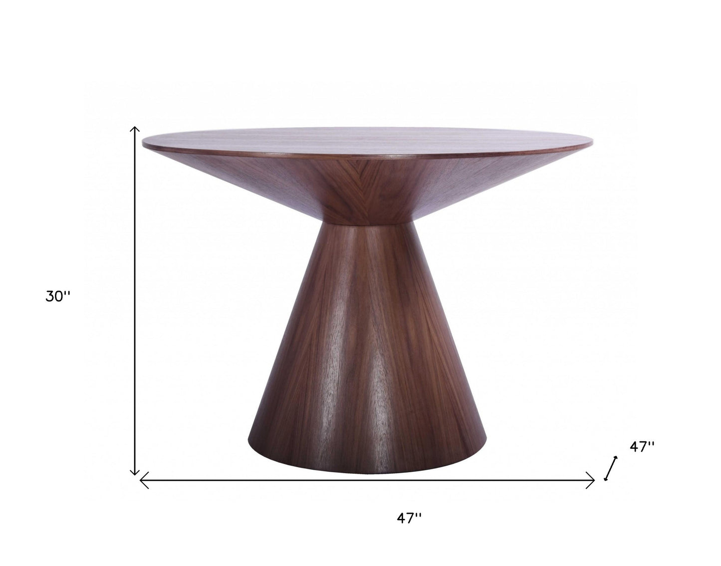 Brown Rounded Solid Wood Pedestal Base Dining Table