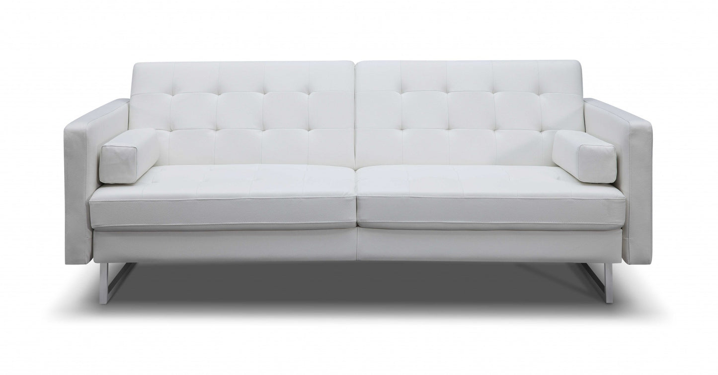 White Faux Leather Sleeper Sofa