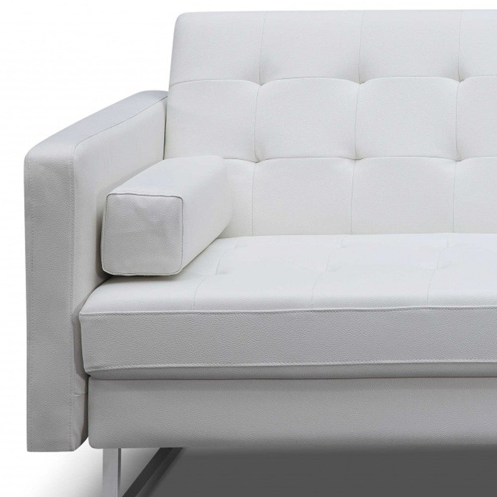 White Faux Leather Sleeper Sofa