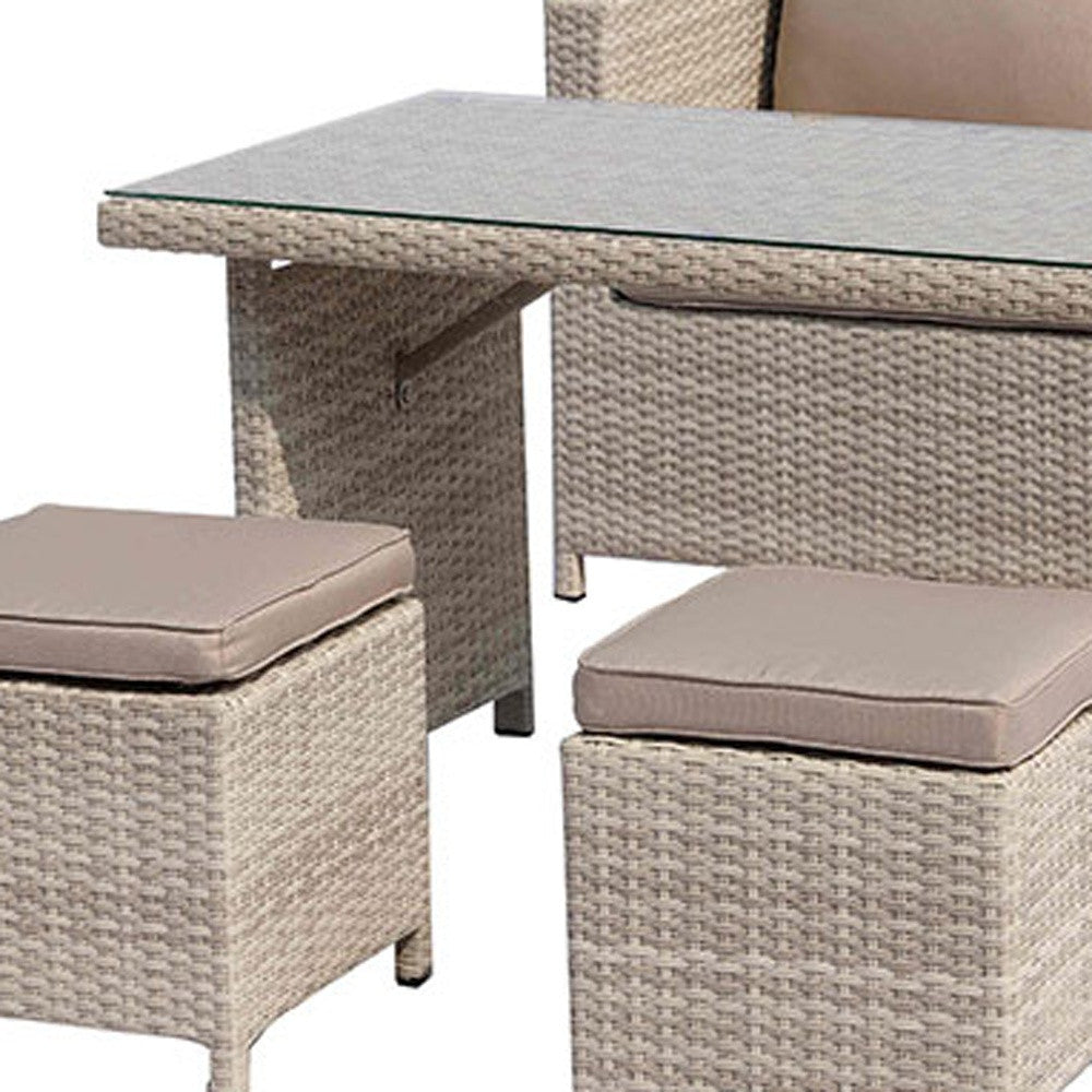 Beige Glass & Iron Coffee Table