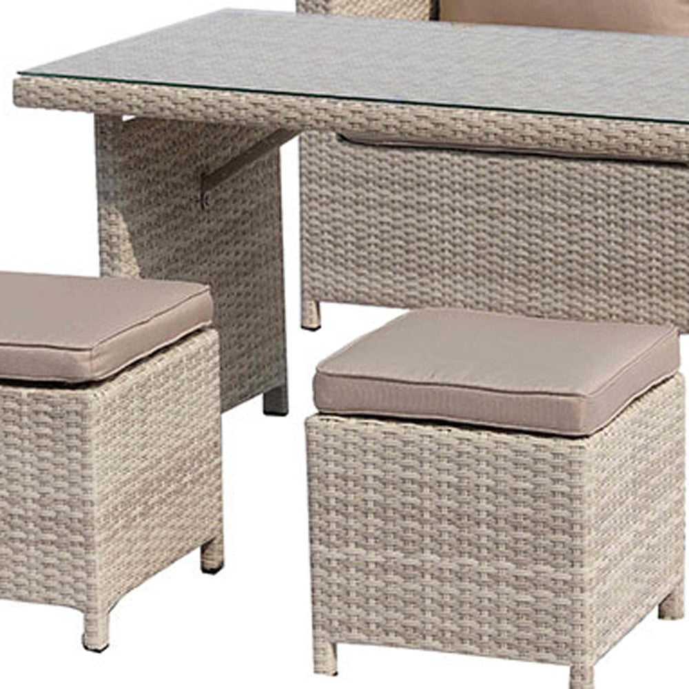 Beige Glass & Iron Coffee Table