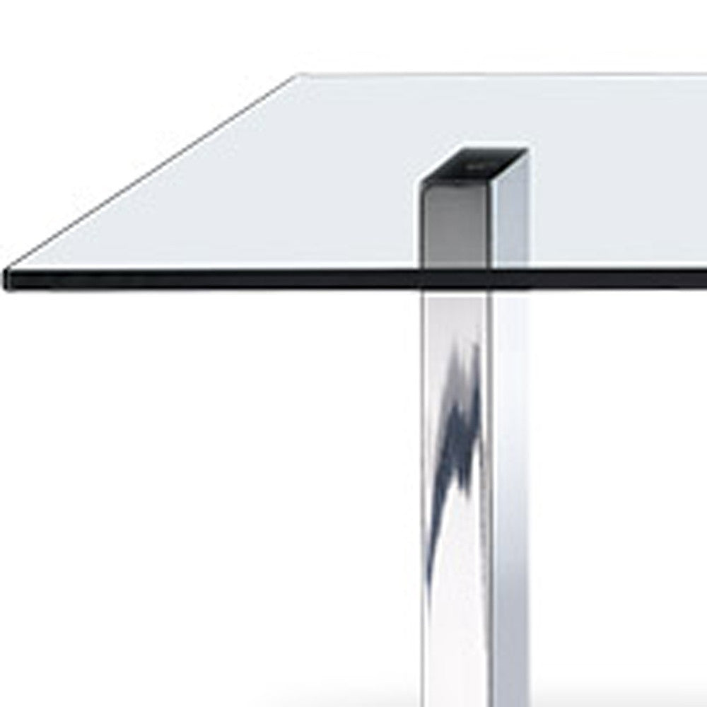 Clear & Silver Glass & Steel Coffee Table