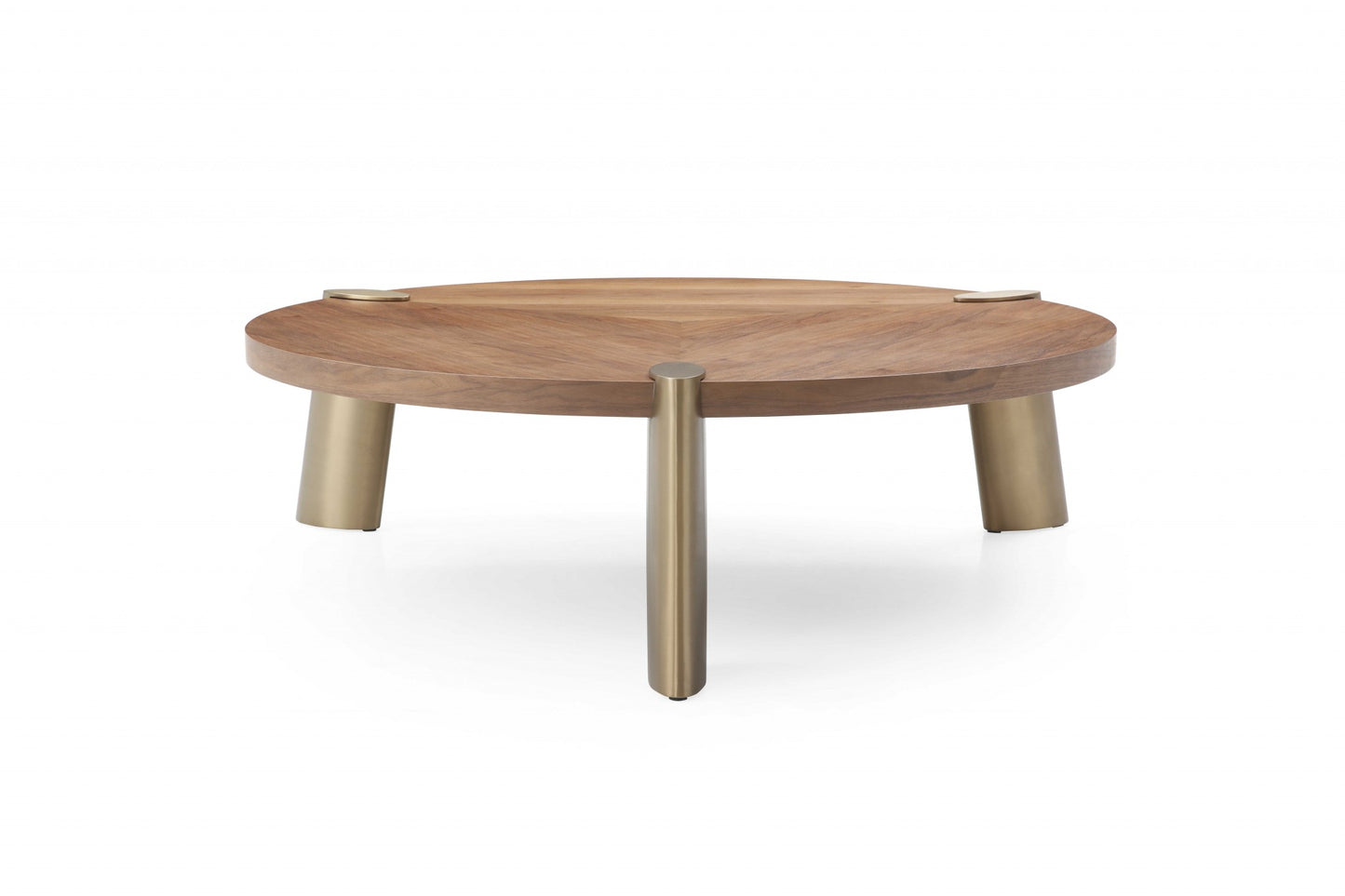 Brown & Gold Stainless Steel Round Coffee Table