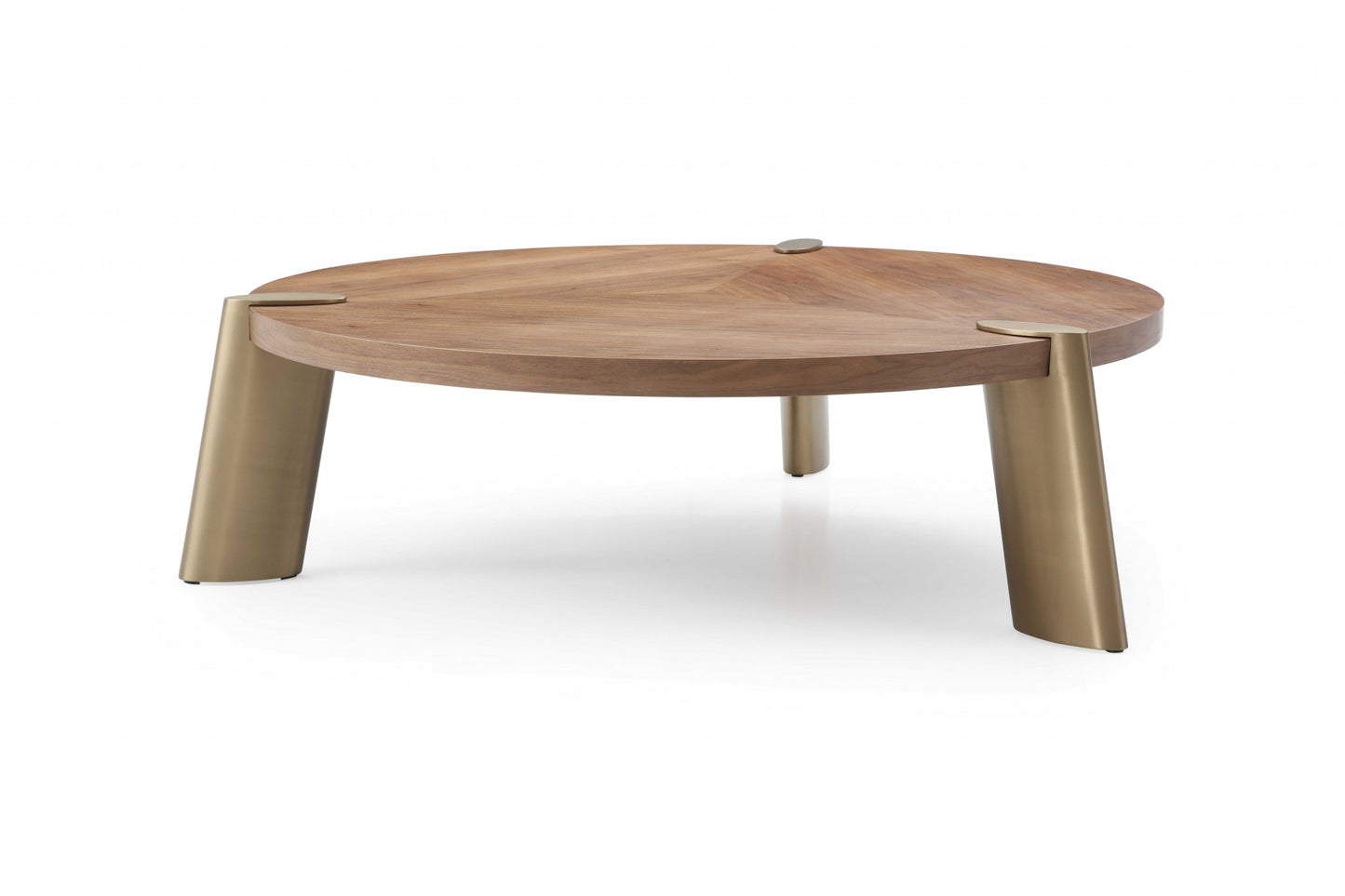 Brown & Gold Stainless Steel Round Coffee Table