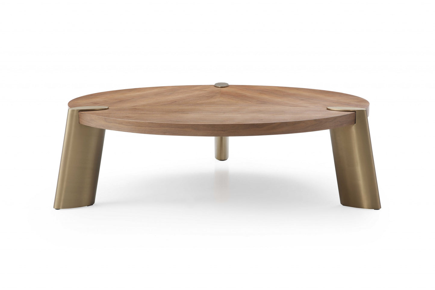 Brown & Gold Stainless Steel Round Coffee Table