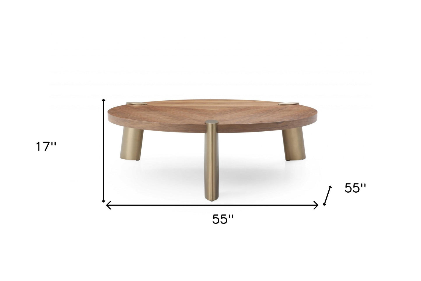 Brown & Gold Stainless Steel Round Coffee Table