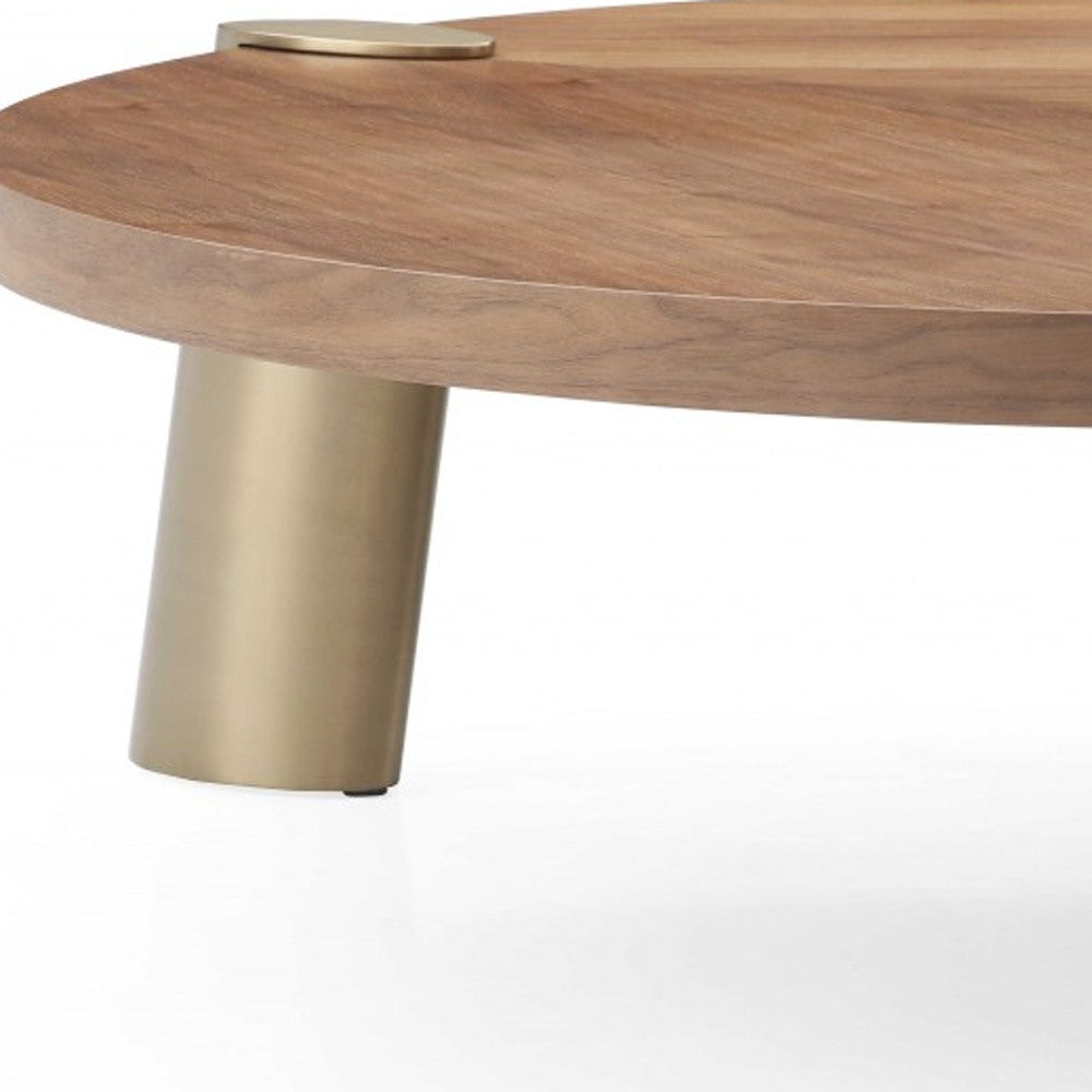 Brown & Gold Stainless Steel Round Coffee Table