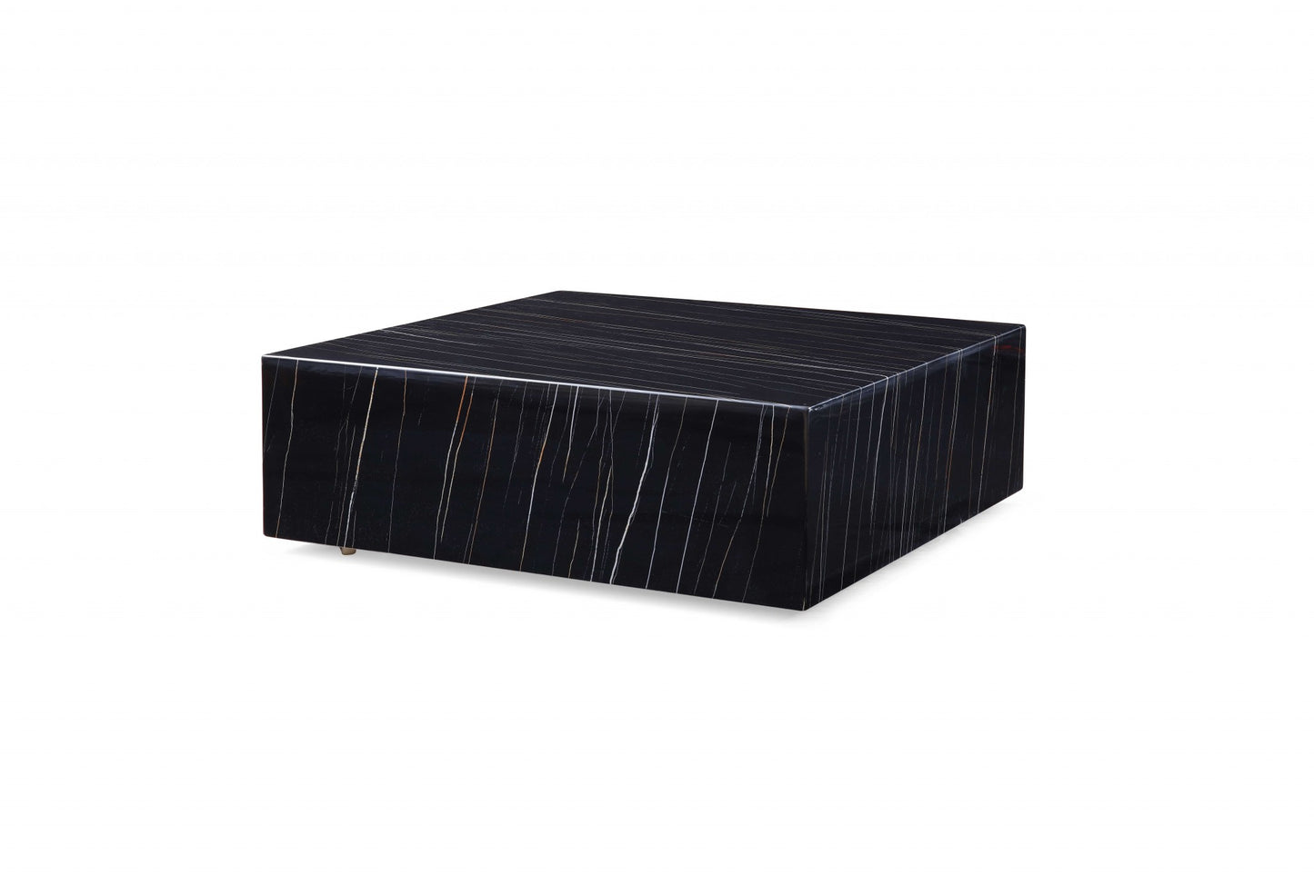 Black Genuine Marble & Brass Square Coffee Table