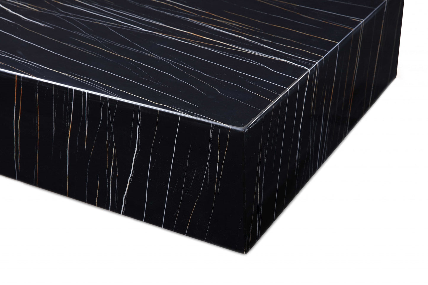 Black Genuine Marble & Brass Square Coffee Table