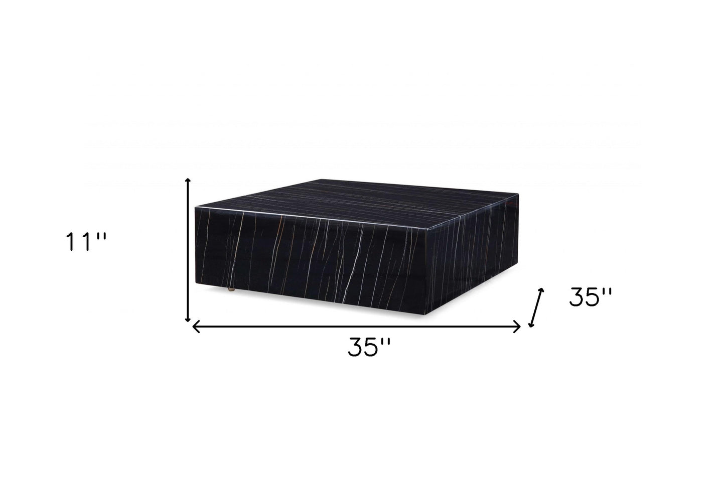 Black Genuine Marble & Brass Square Coffee Table