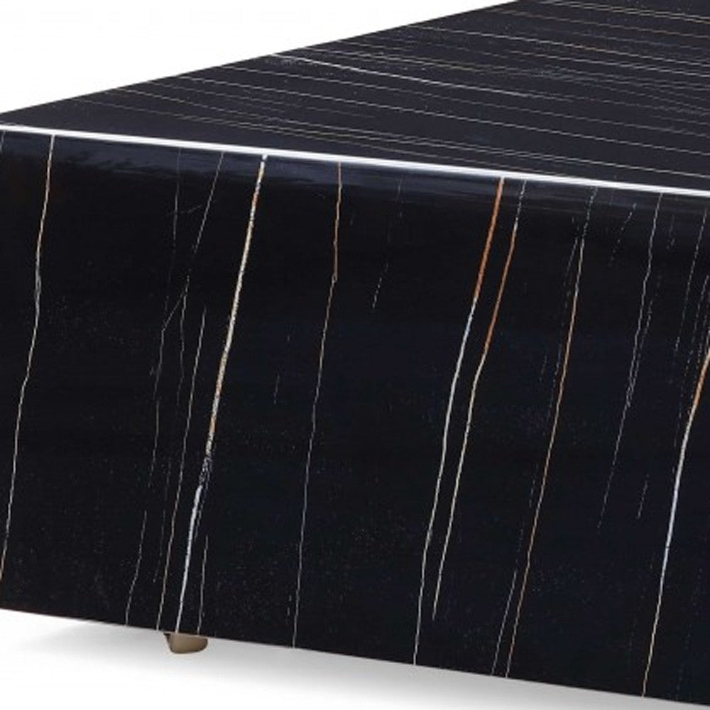 Black Genuine Marble & Brass Square Coffee Table