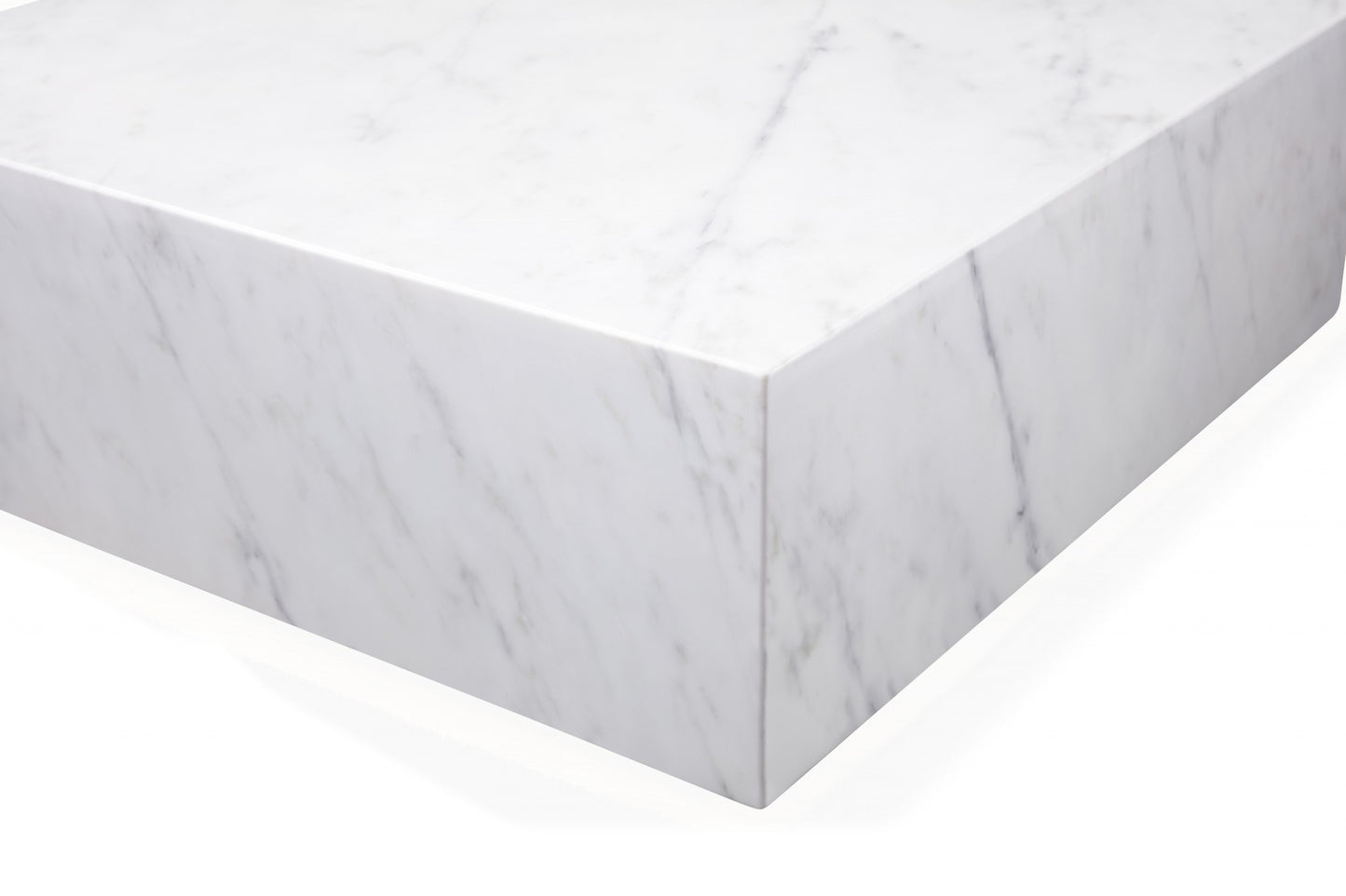White Genuine Marble & Brass Square Coffee Table