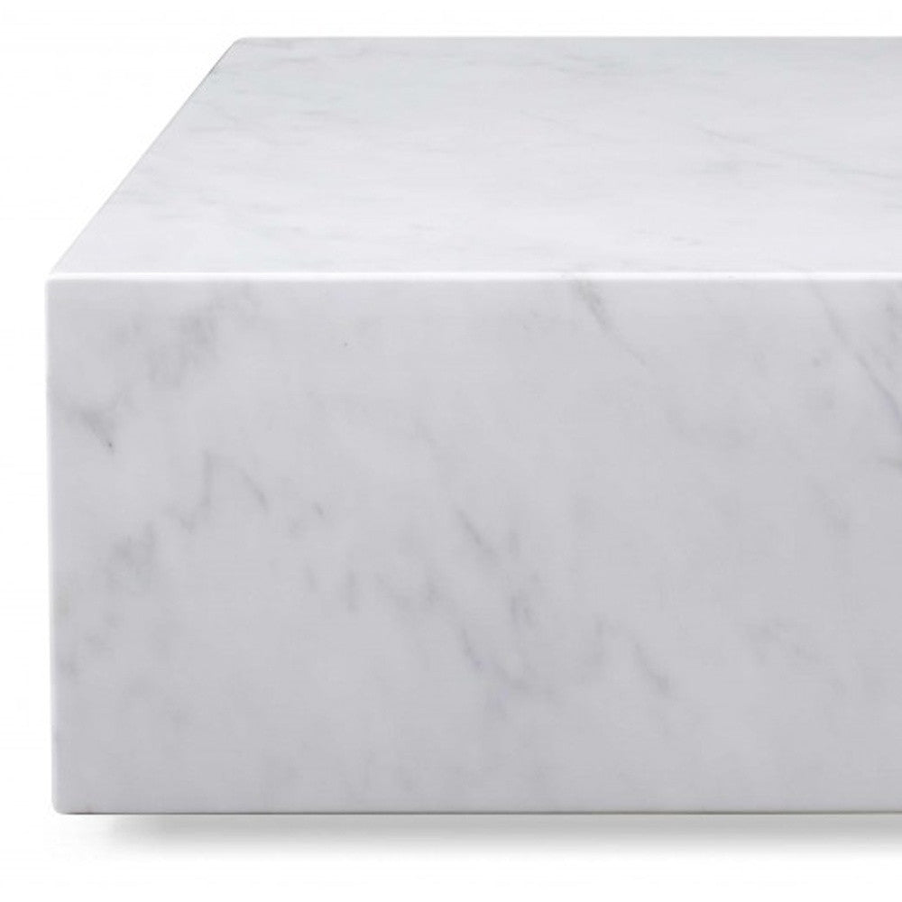 White Genuine Marble & Brass Square Coffee Table