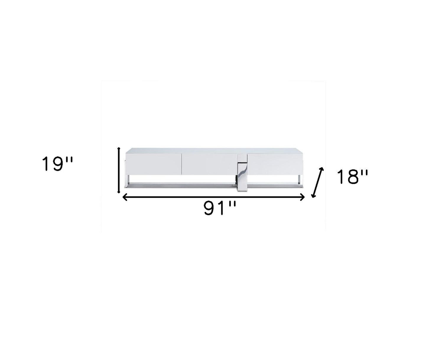 Damon White Stainless Steel Media Console