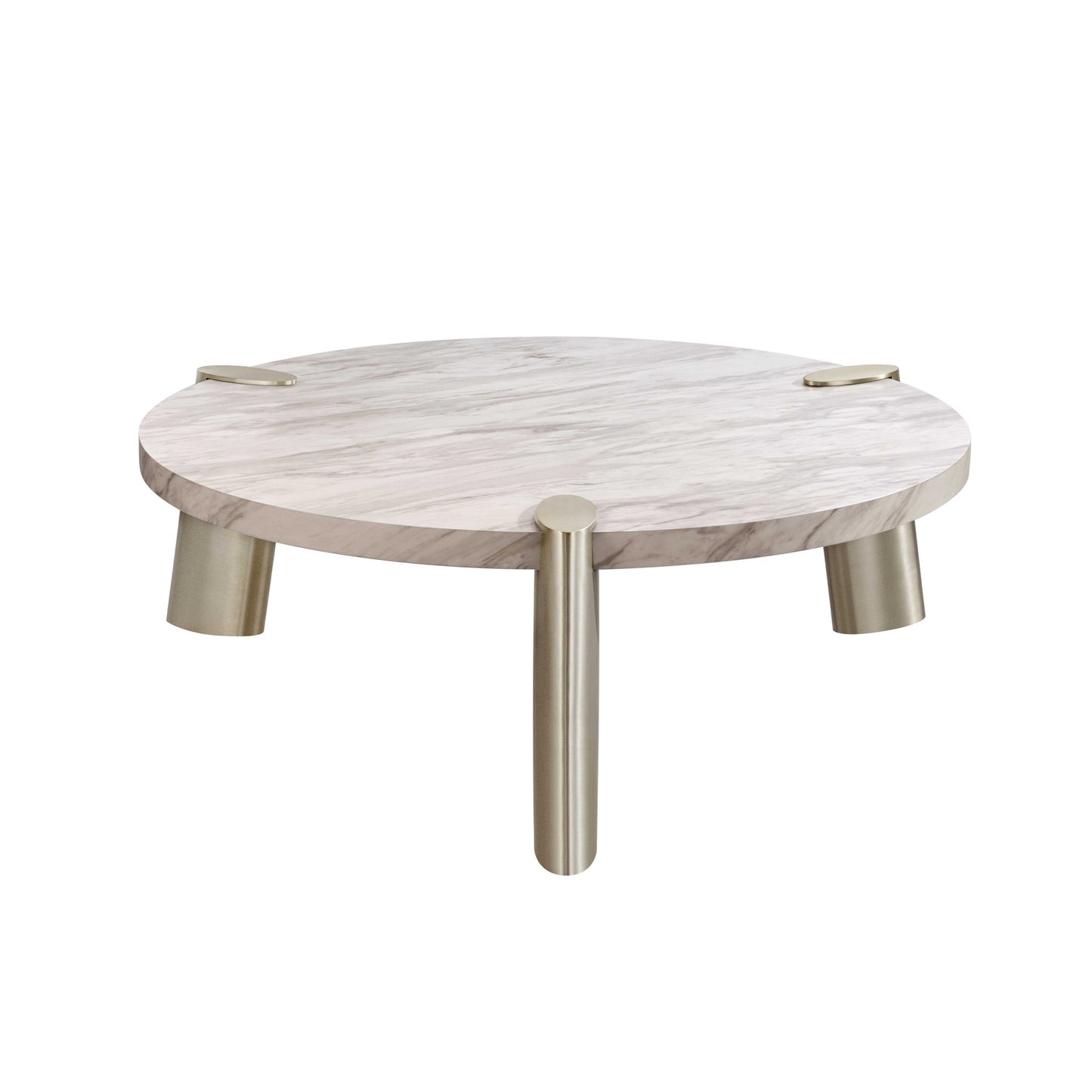 Gold & White Genuine Marble Round Coffee Table
