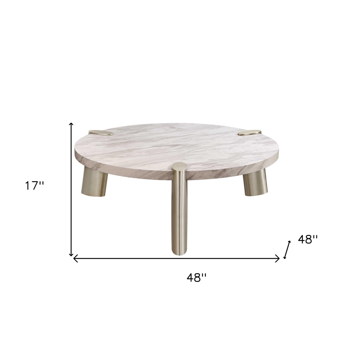 Gold & White Genuine Marble Round Coffee Table