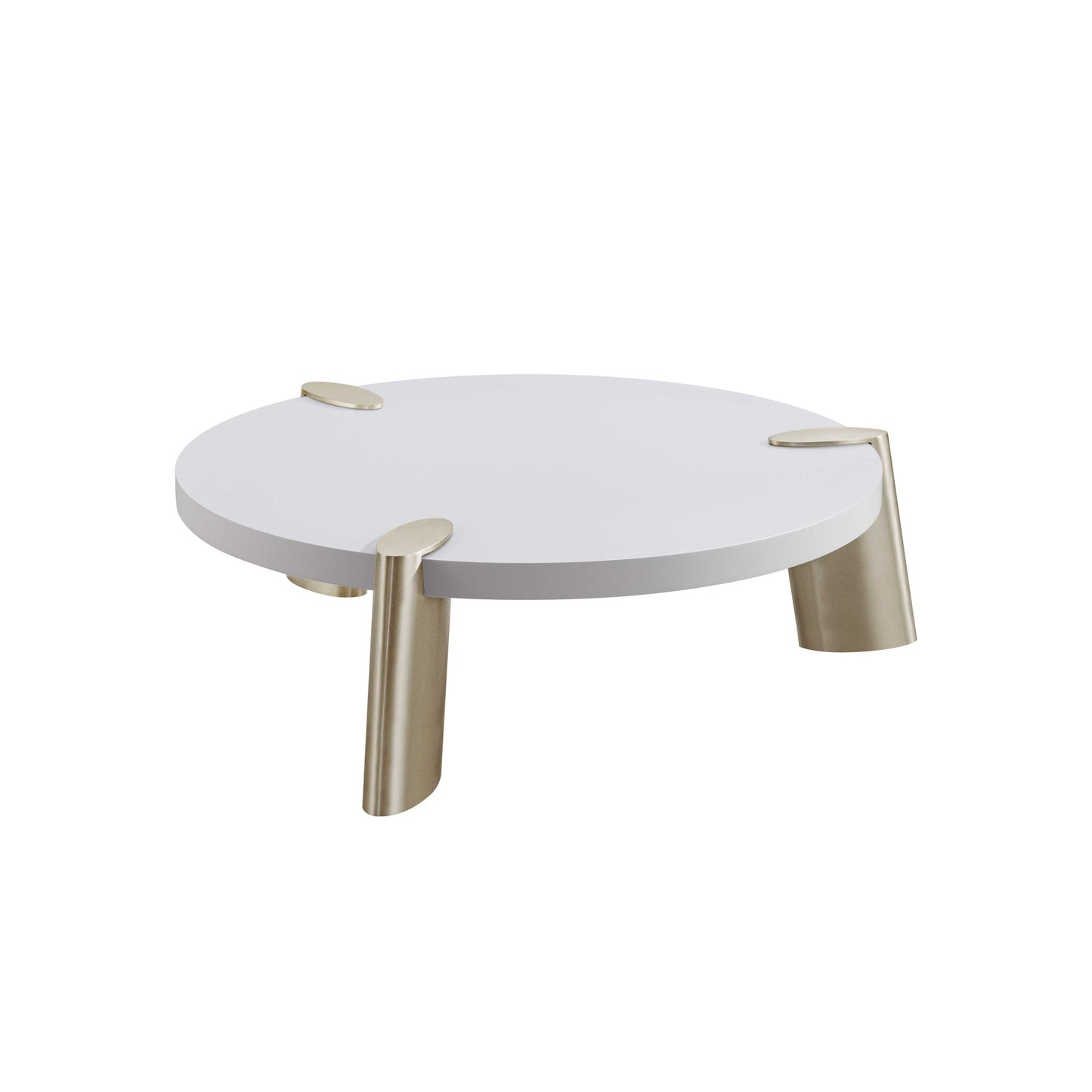 White & Gold Stainless Steel Round Coffee Table