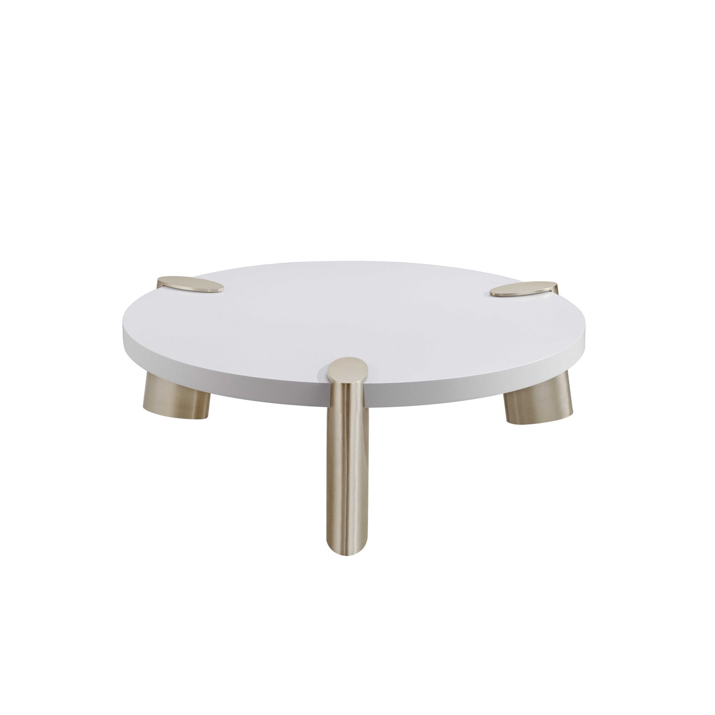 White & Gold Stainless Steel Round Coffee Table