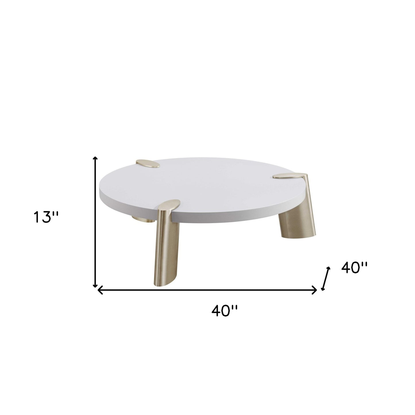 White & Gold Stainless Steel Round Coffee Table
