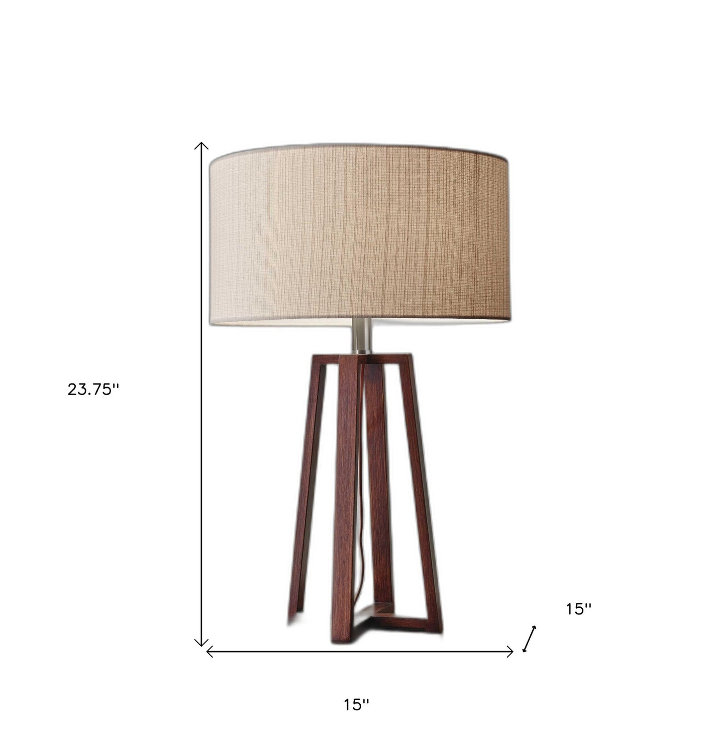 Walnut Wood Finish Table Lamp w/ Shade