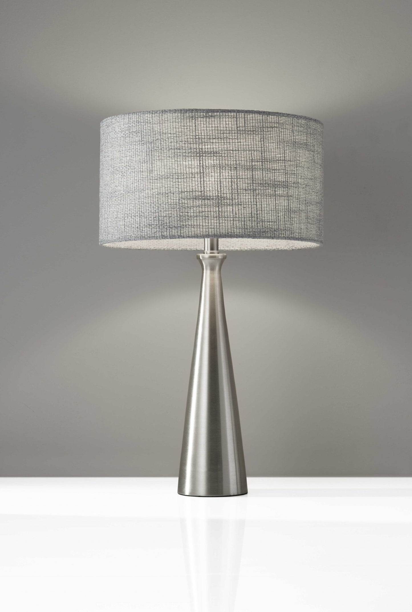 Brushed Steel Finish Tapered Base Table Lamp