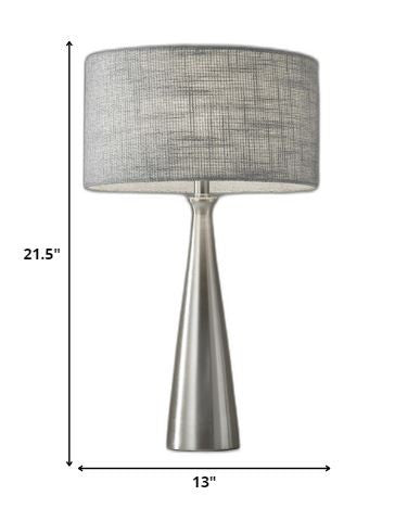 Brushed Steel Finish Tapered Base Table Lamp