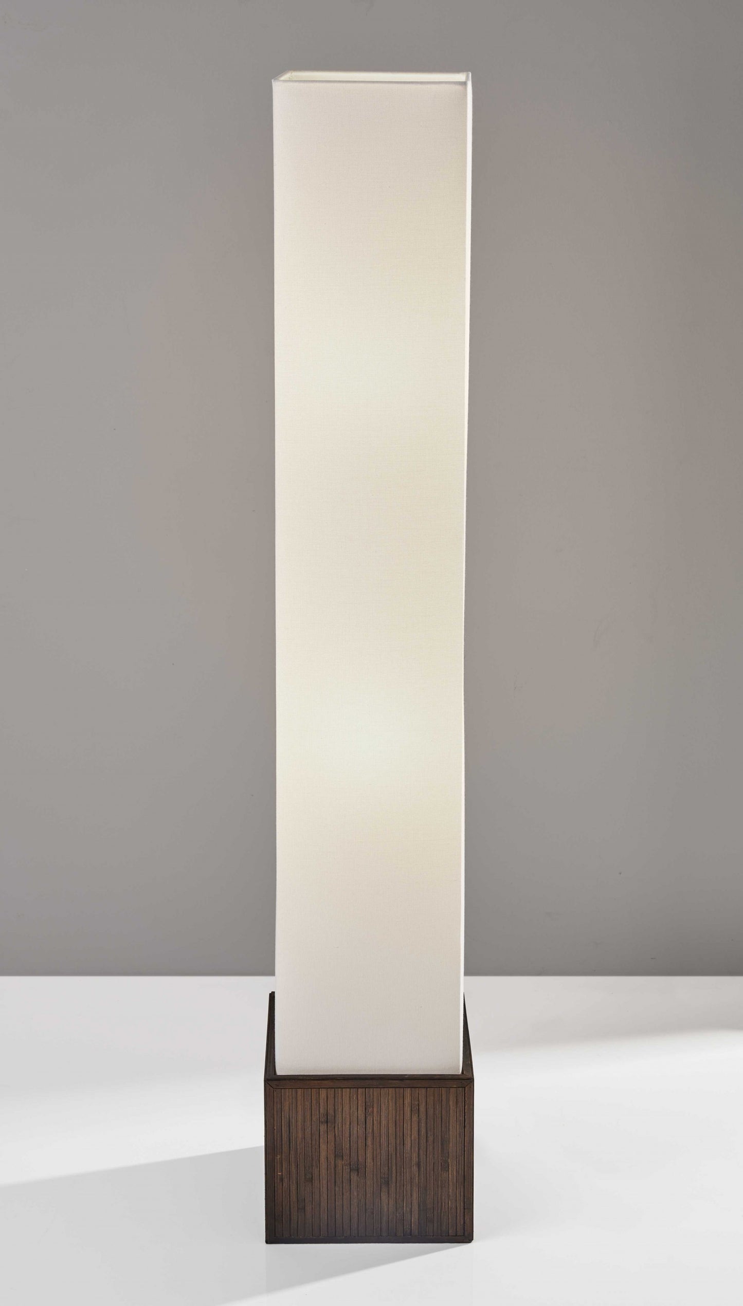 Brown Rattan Lantern Floor Lamp w/ Long Shade
