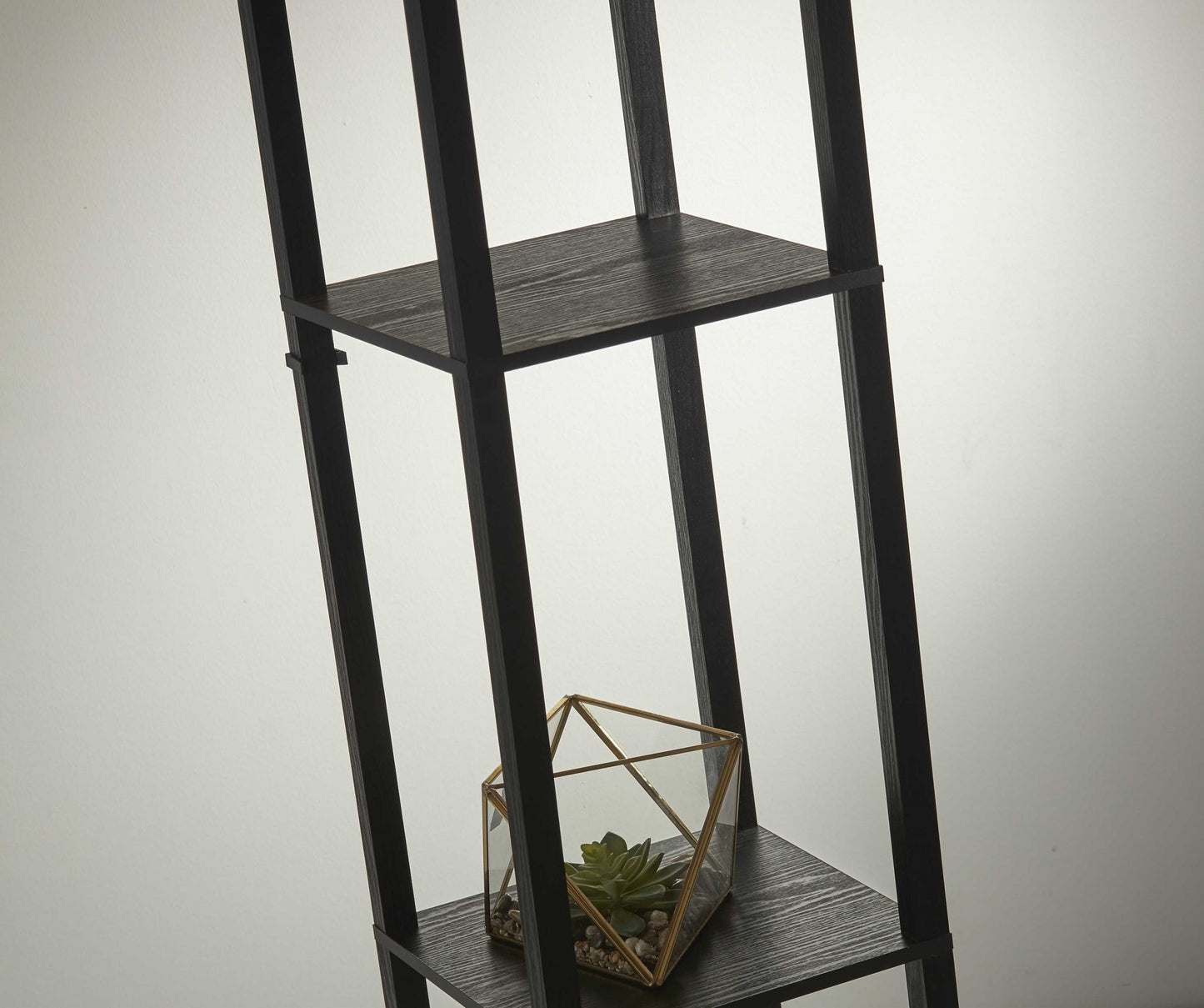 Floor Lamp w/ Black Wood Finish Storage Shelves