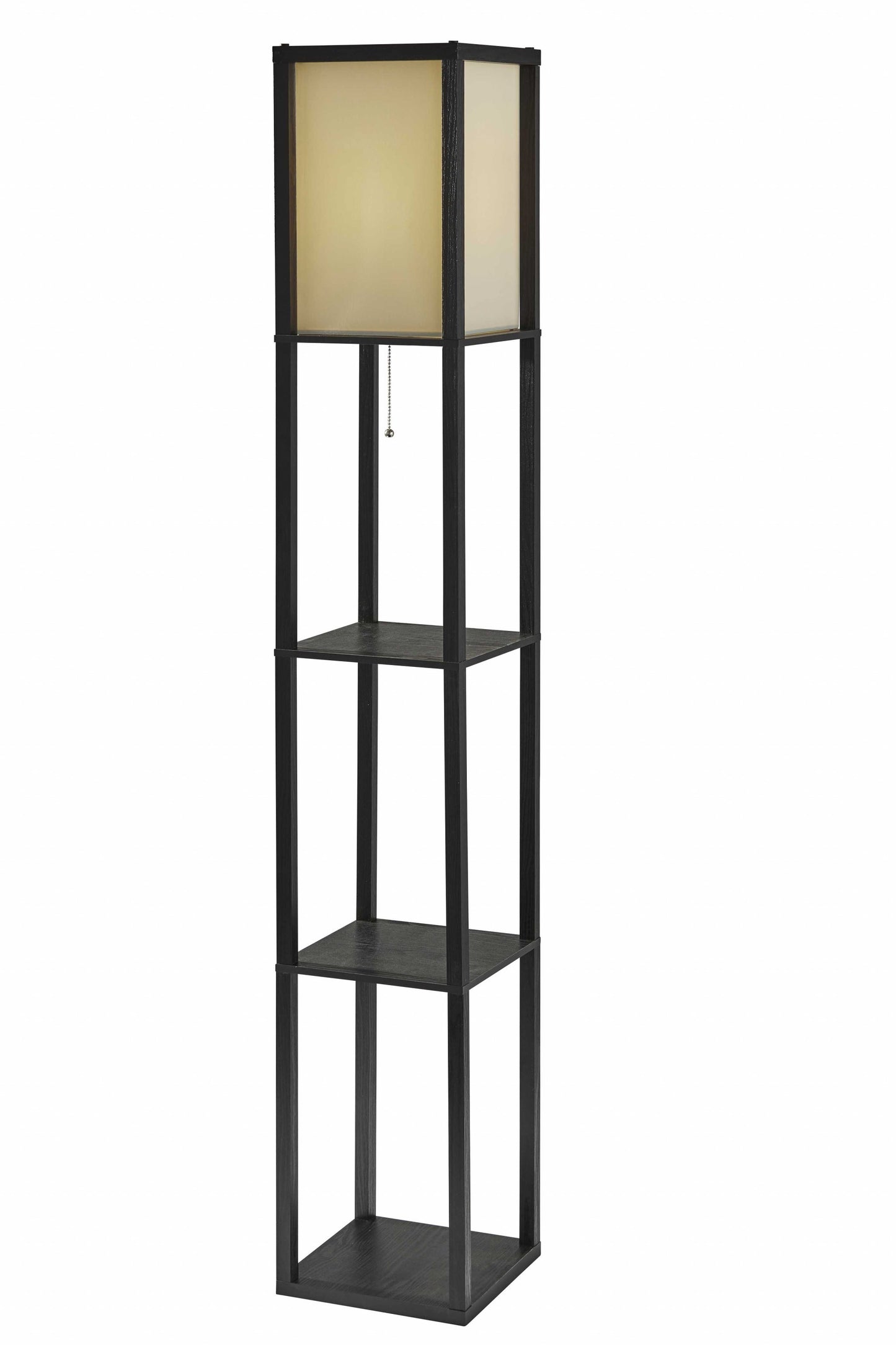 Floor Lamp w/ Black Wood Finish Storage Shelves