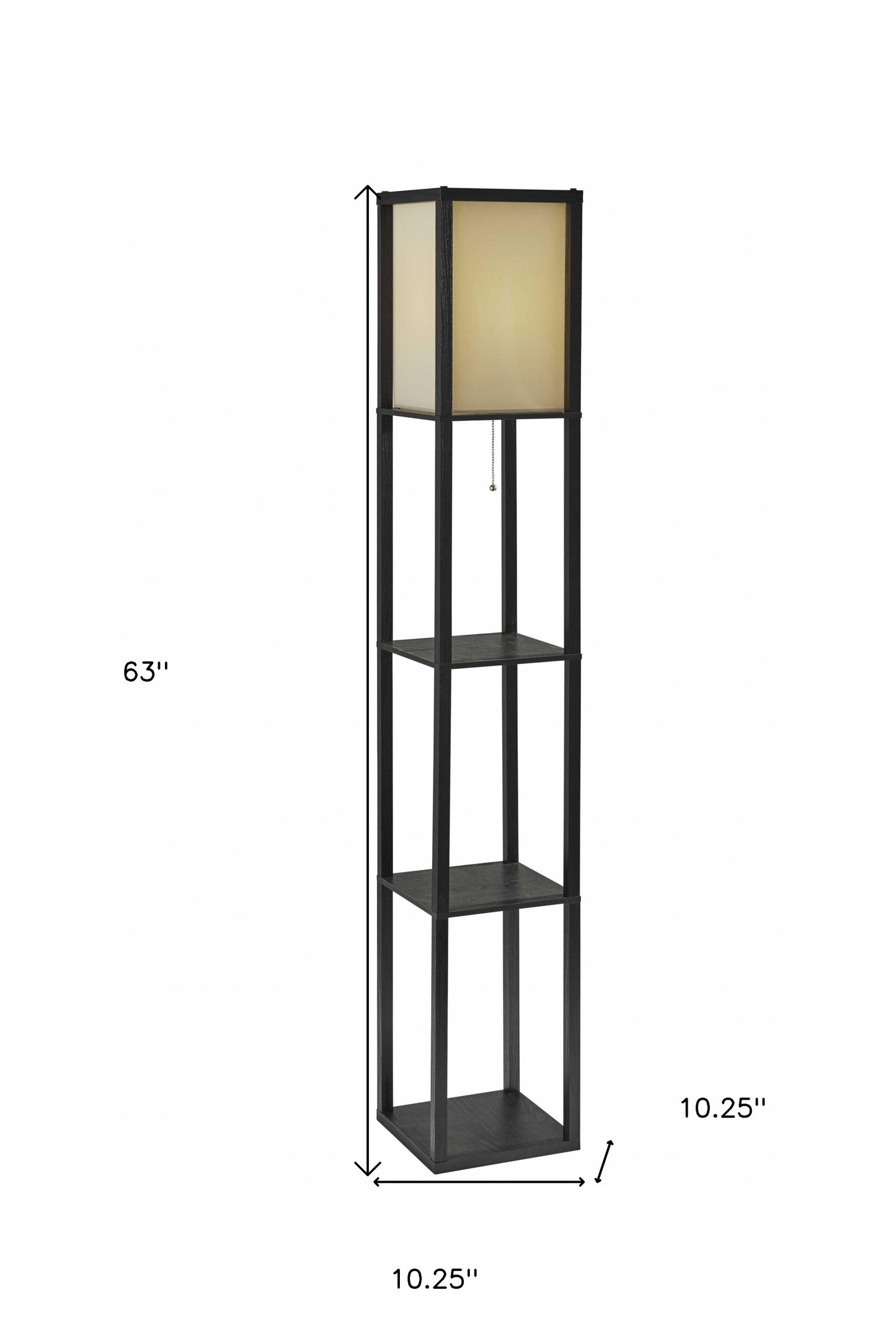 Floor Lamp w/ Black Wood Finish Storage Shelves