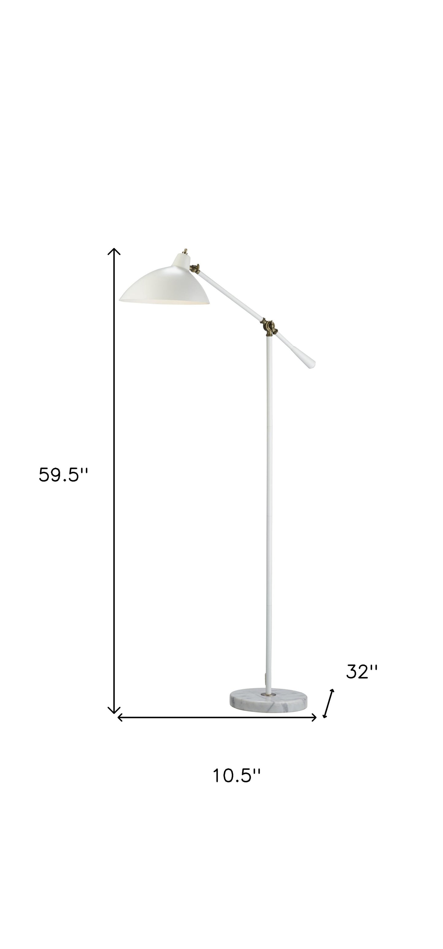 White Task Floor Lamp w/ White Bowl Shade