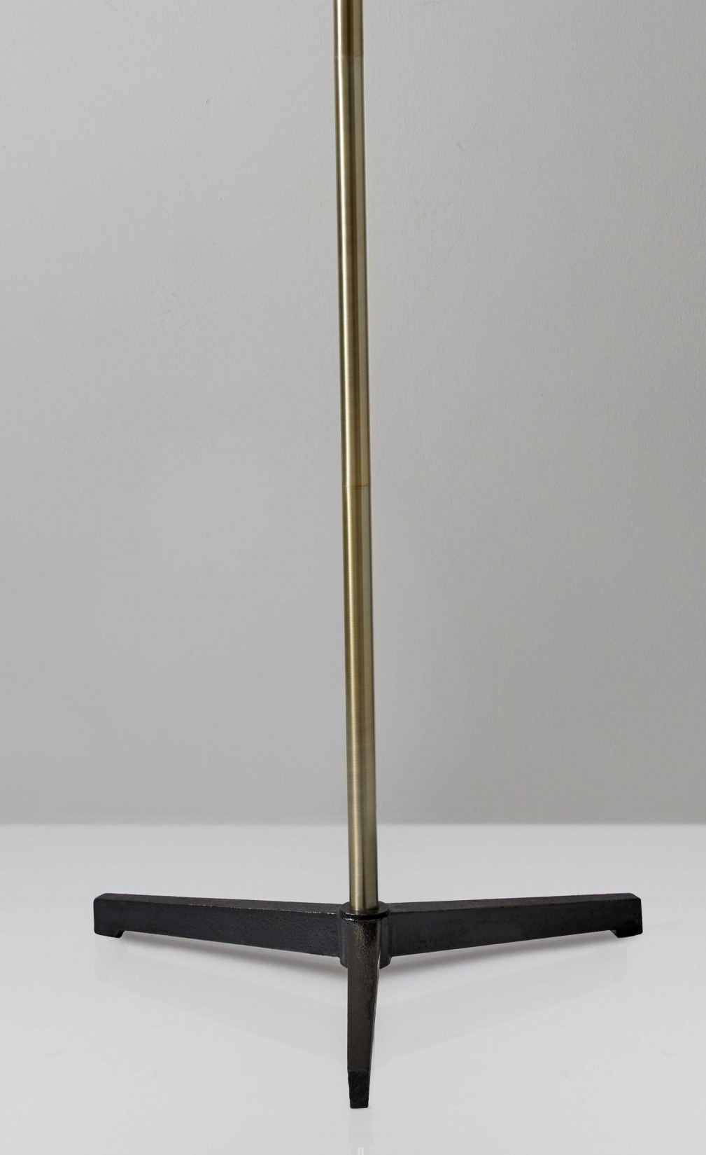 Three Arm Adjustable Floor Lamp In Brass w/ Grey Black & Shades