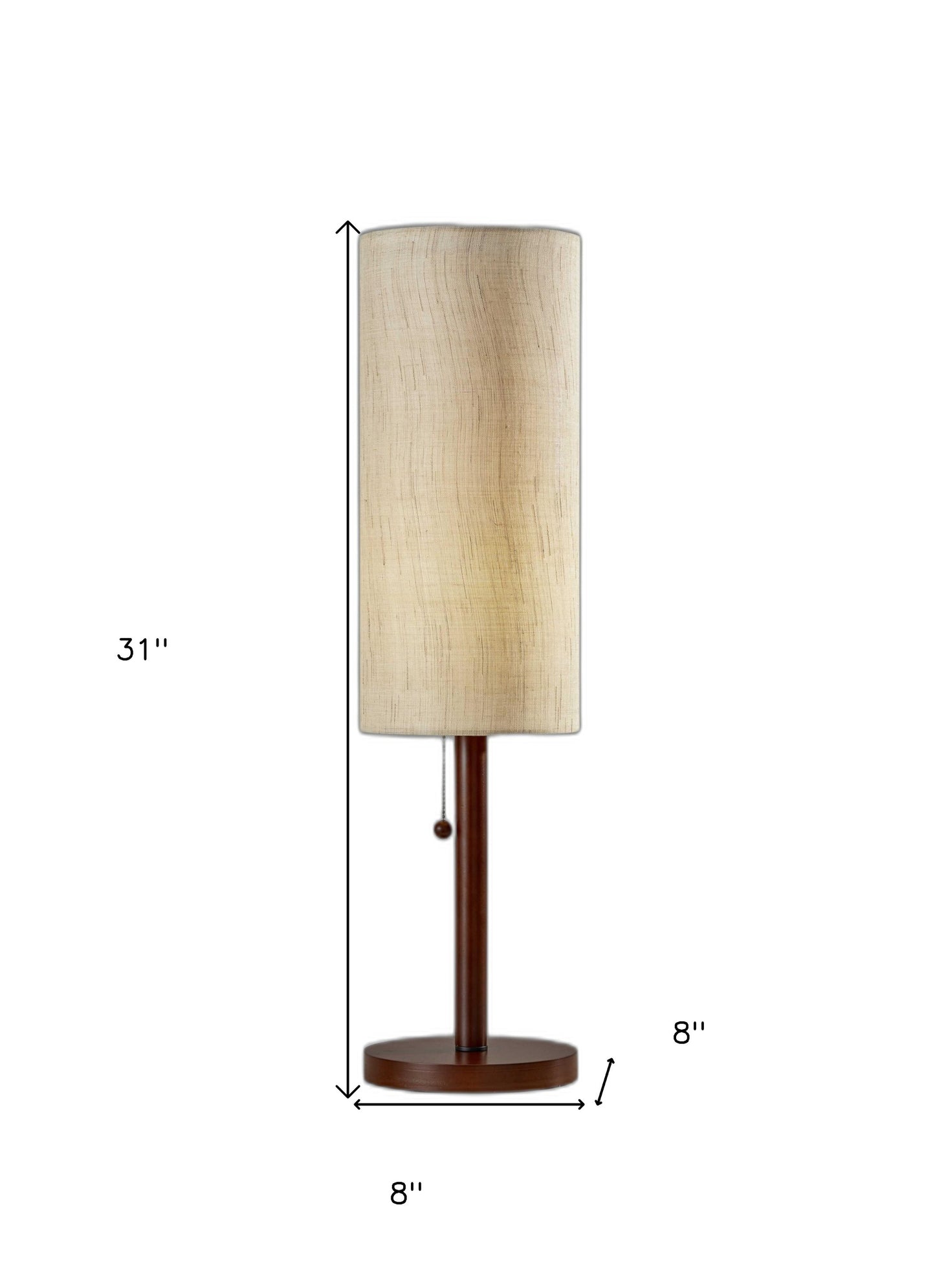 Walnut Solid Wood Standard Table Lamp w/ Beige Shade