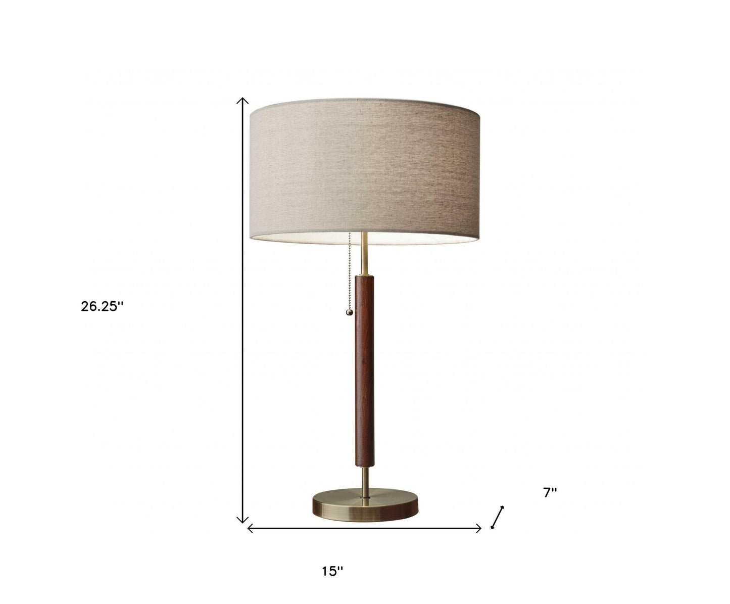 Antique Brass & Walnut Wood Table Lamp