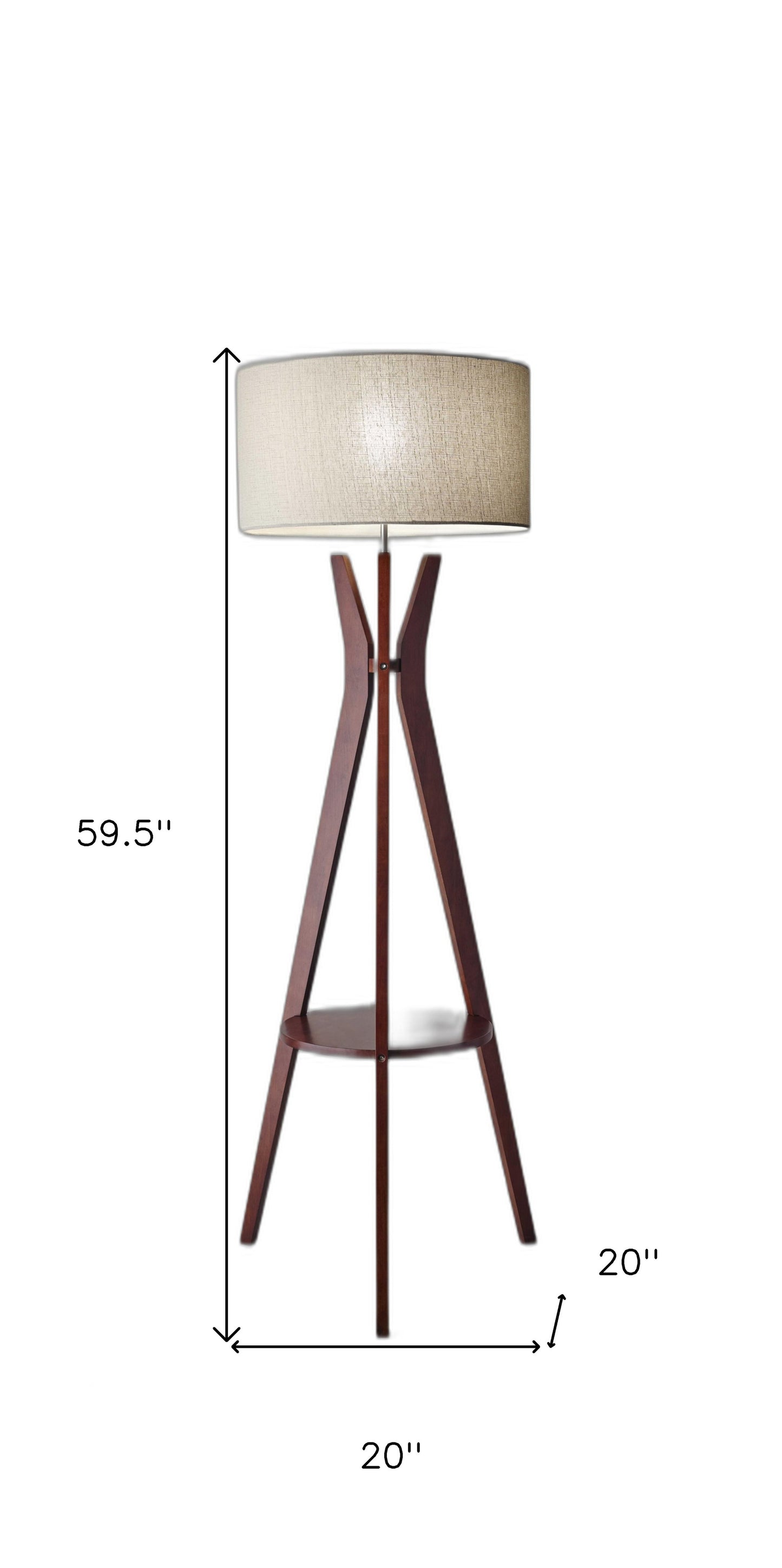 Solid Wood Tripod Floor Lamp w/ Shade