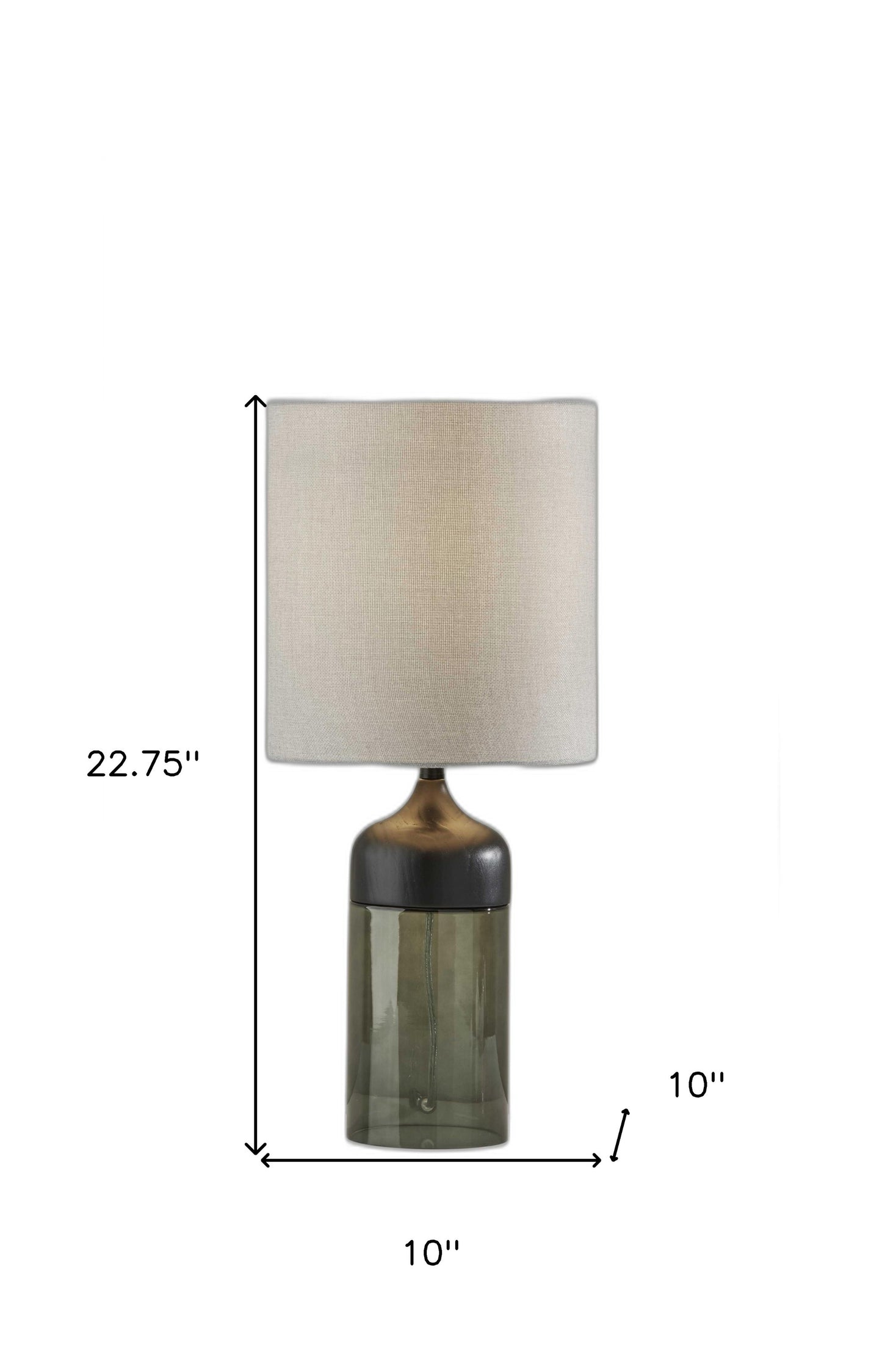 Black Glass Bedside Table Lamp w/ Shade