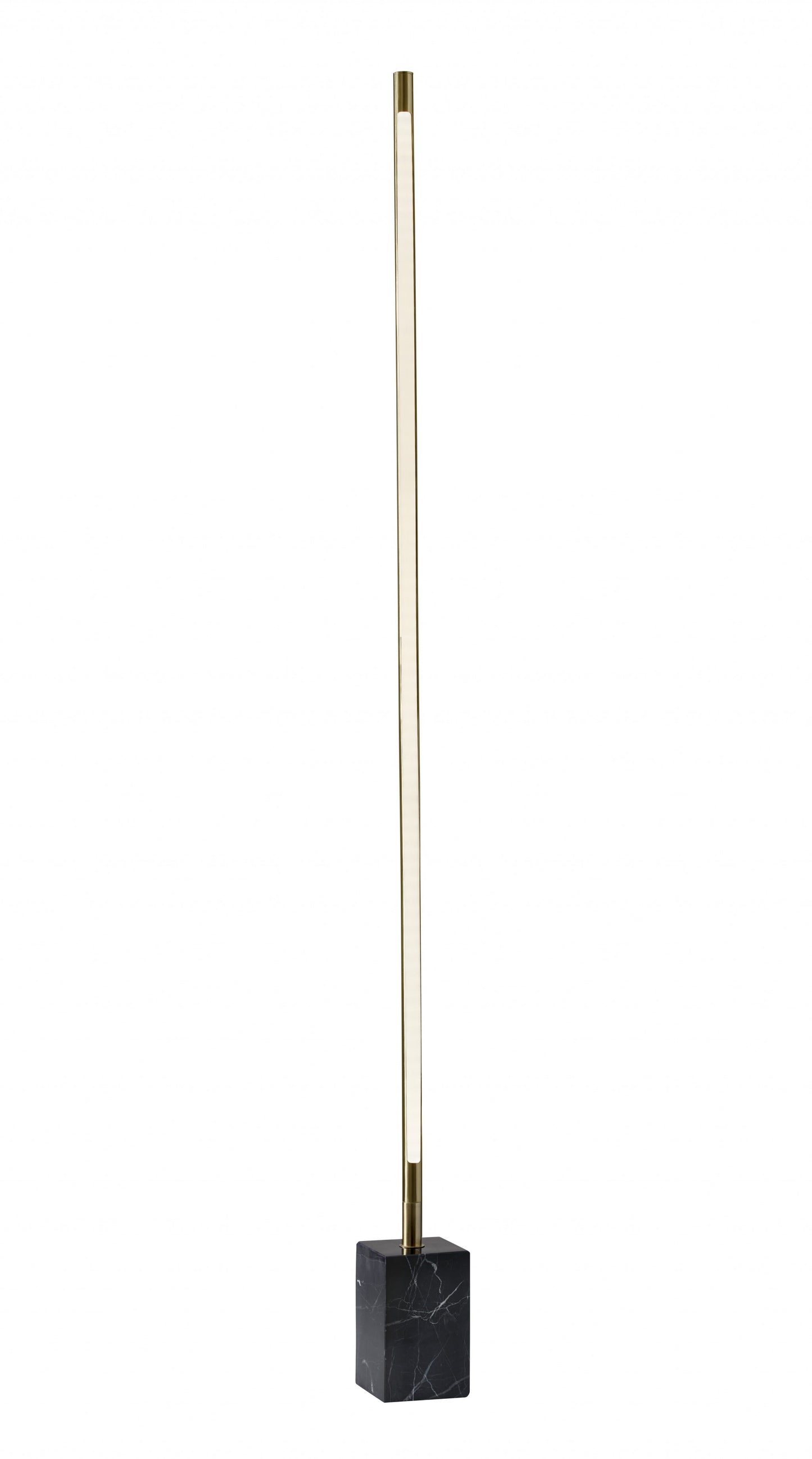 Minimalist Ambient Glow Floor Lamp w/ Dimmer In Antique Brass & Black Marble
