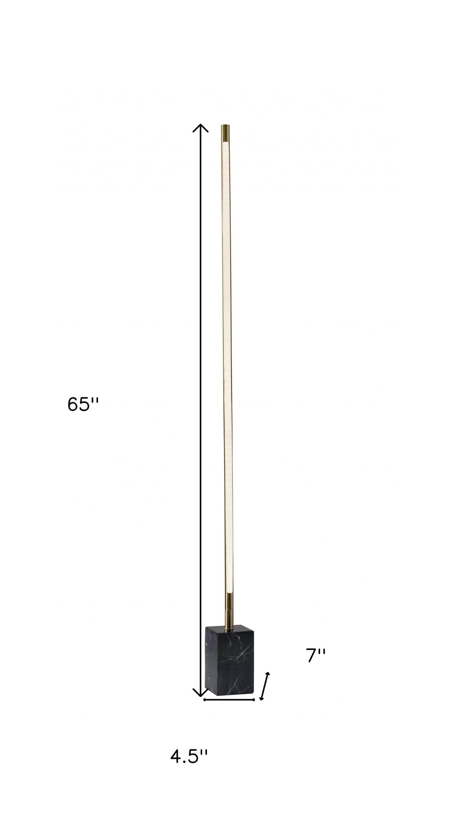 Minimalist Ambient Glow Floor Lamp w/ Dimmer In Antique Brass & Black Marble