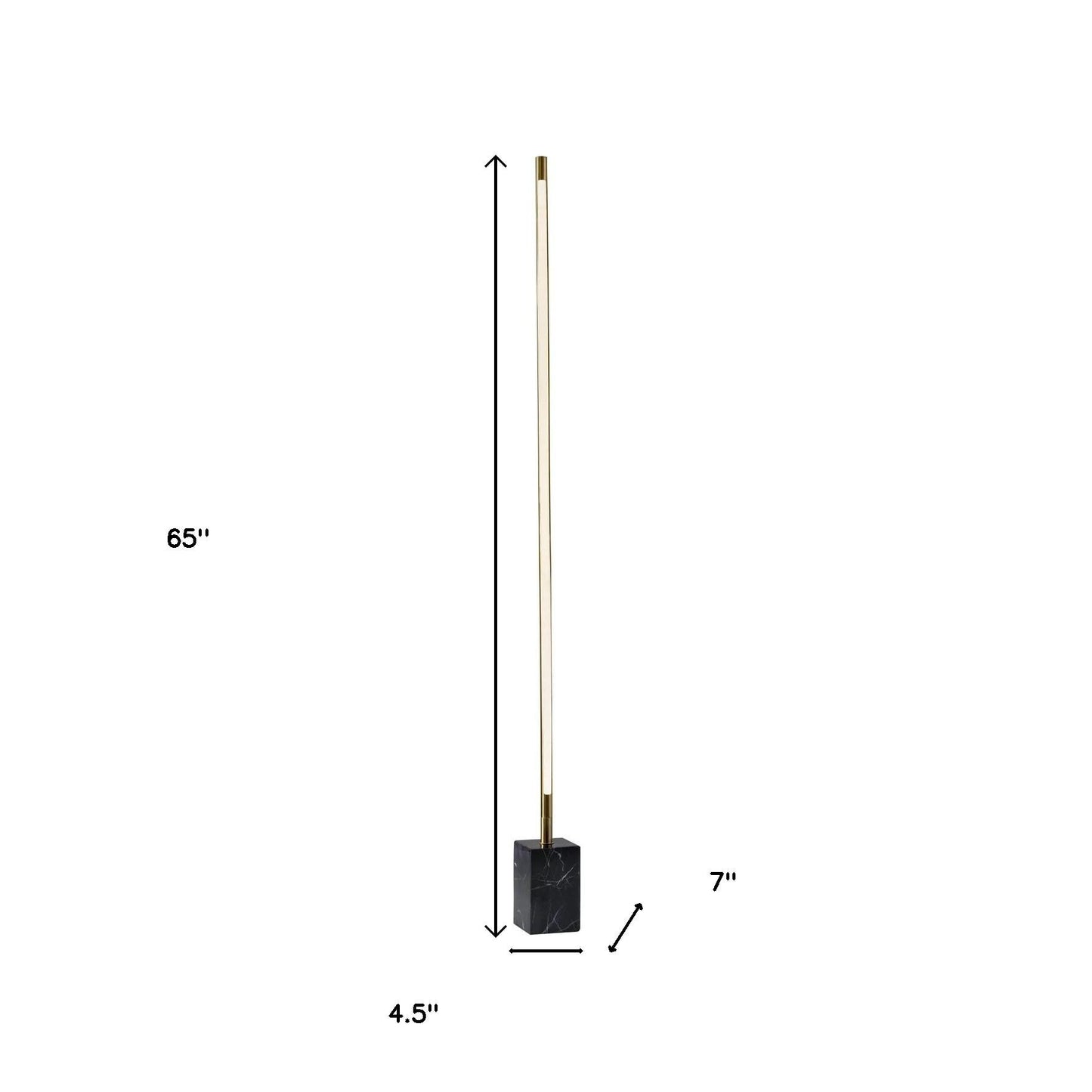 Minimalist Ambient Glow Floor Lamp w/ Dimmer In Antique Brass & Black Marble