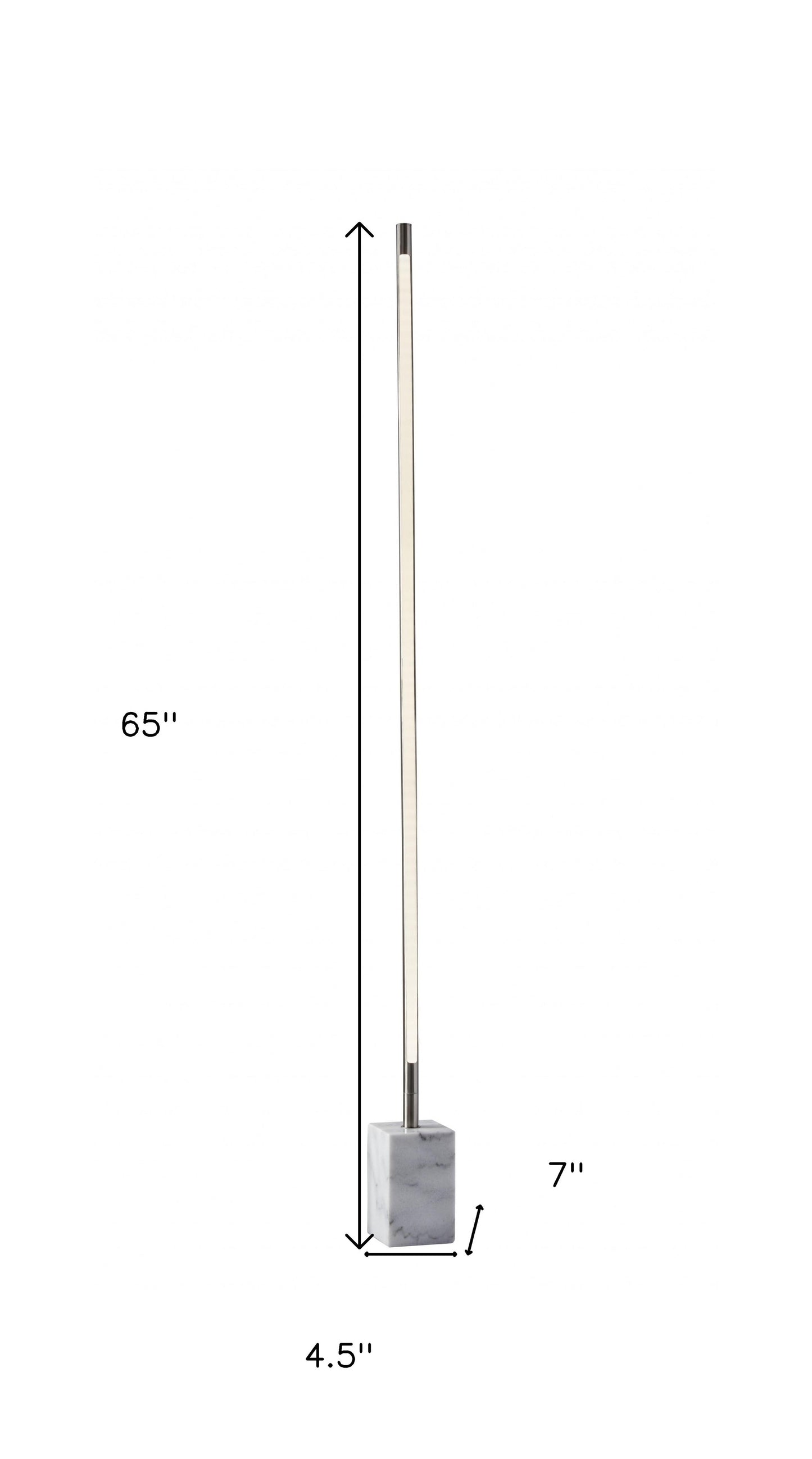 Minimalist Ambient Glow Floor Lamp w/ Dimmer In Brushed Steel & White Marble