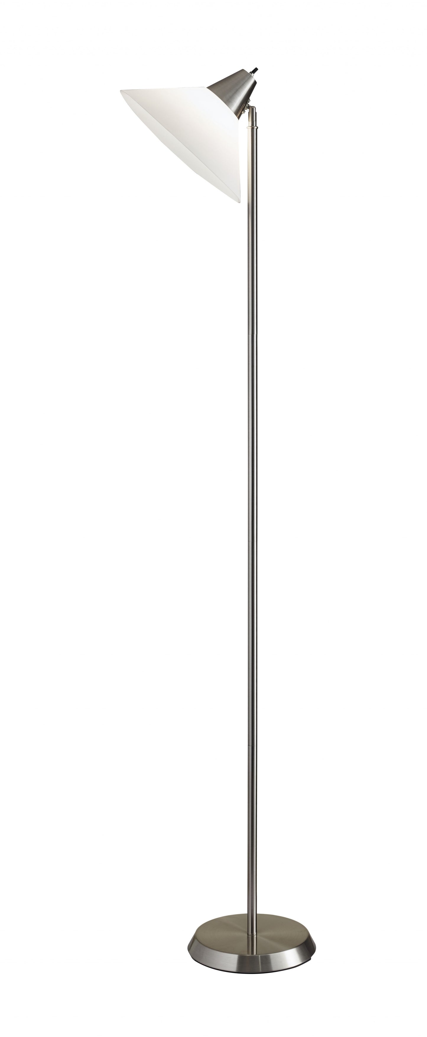Elemental Brushed Steel Torchiere w/ Shade
