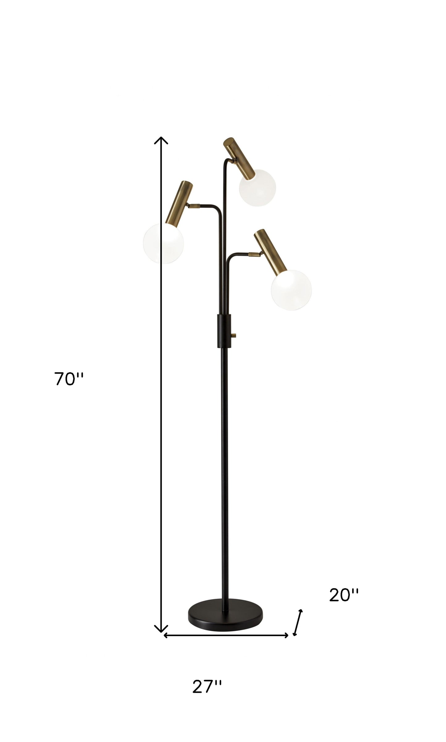Black 3-Light Floor Lamp