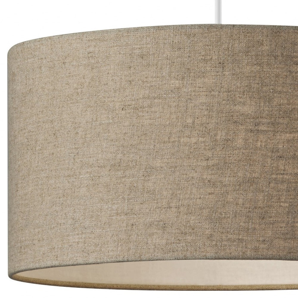 Burlap Light Brown Electric Drum Pendant Light