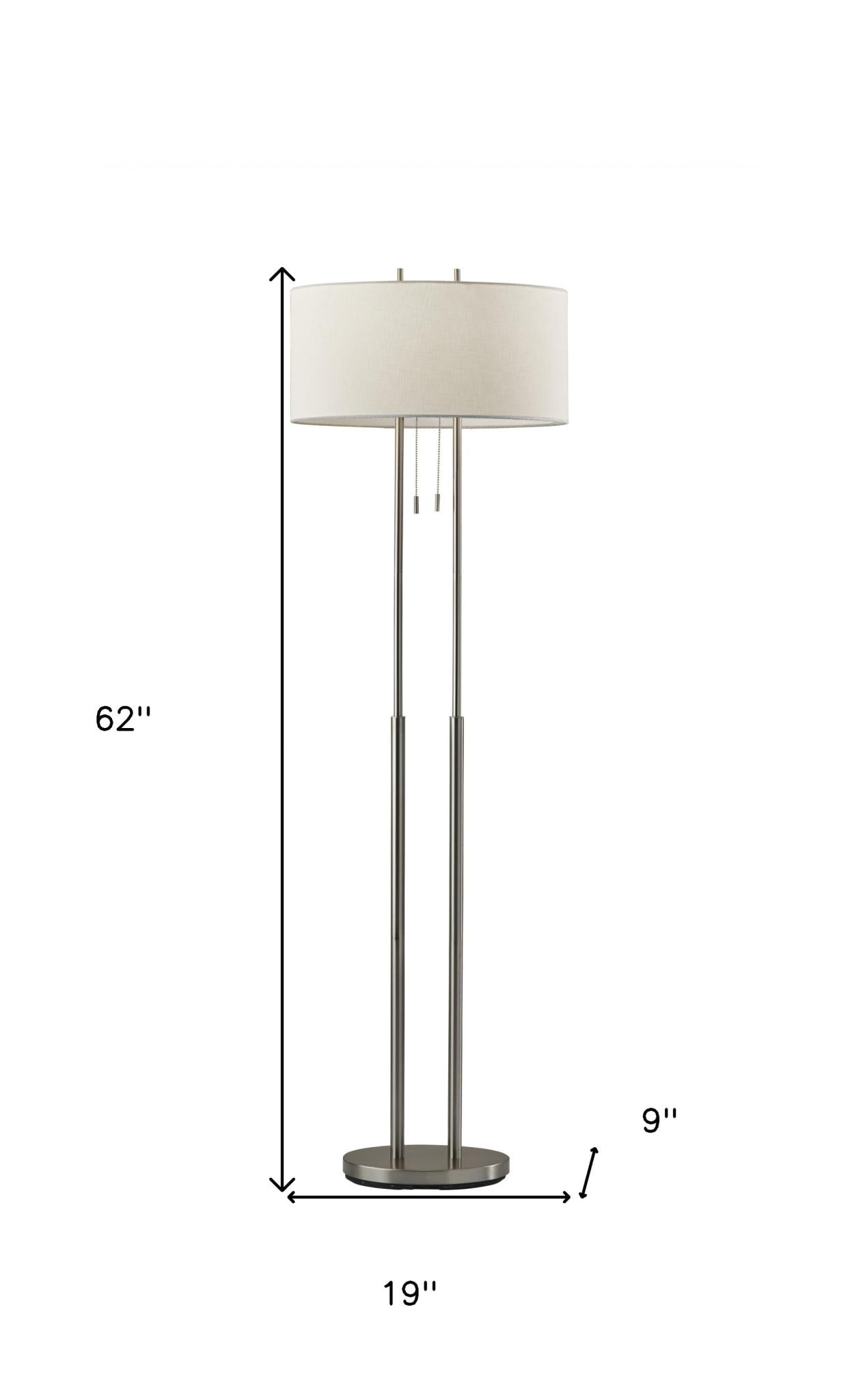 Brushed Task Floor Lamp w/ White Shade